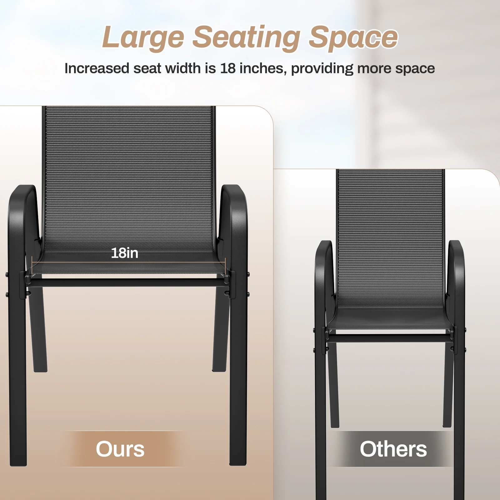 Arlopu 8Pcs Patio Dining Chairs Outdoor Stackable Armrest Chairs for Lawn Garden Backyard - Image 3