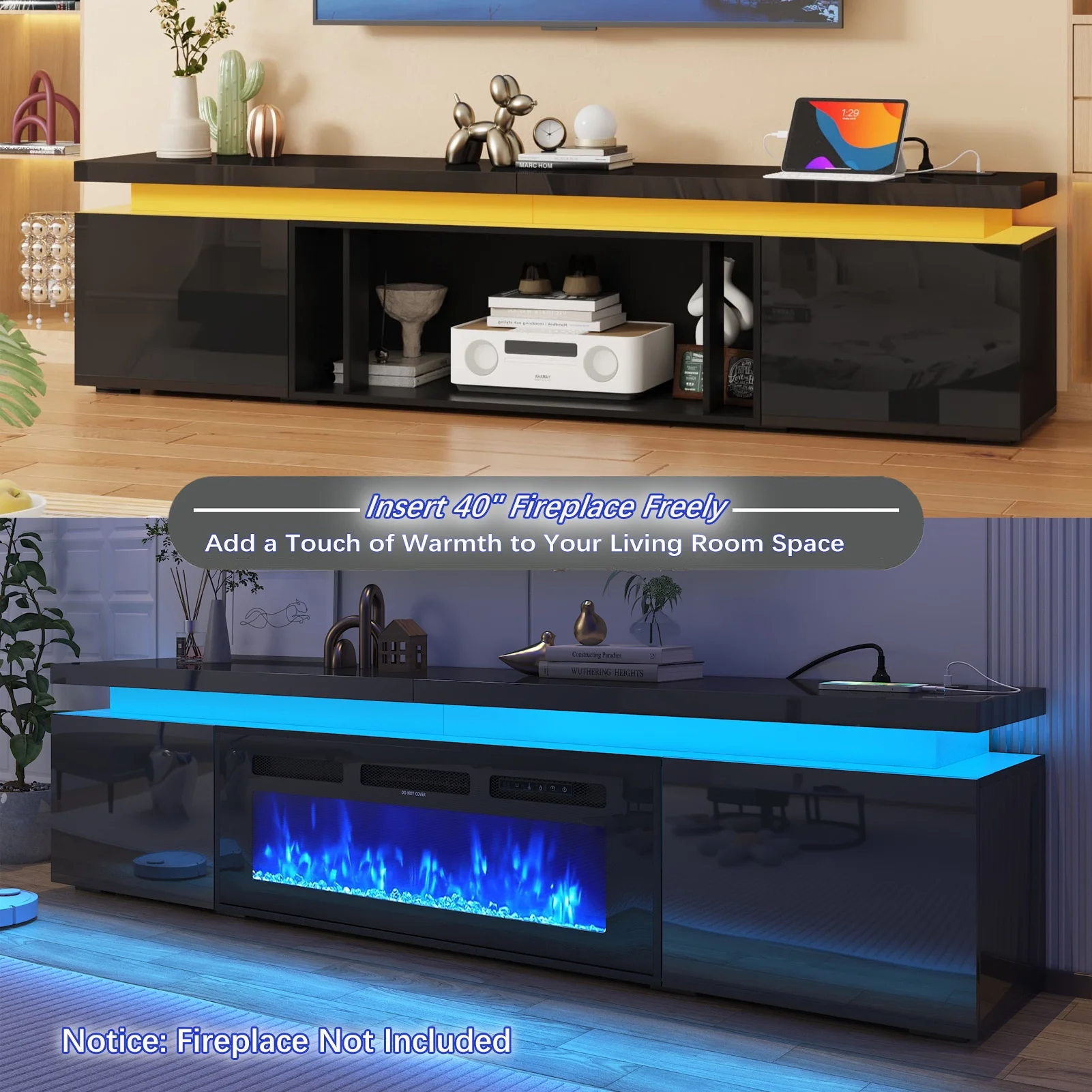 Blotout High Gloss LED TV Stand for up to 80