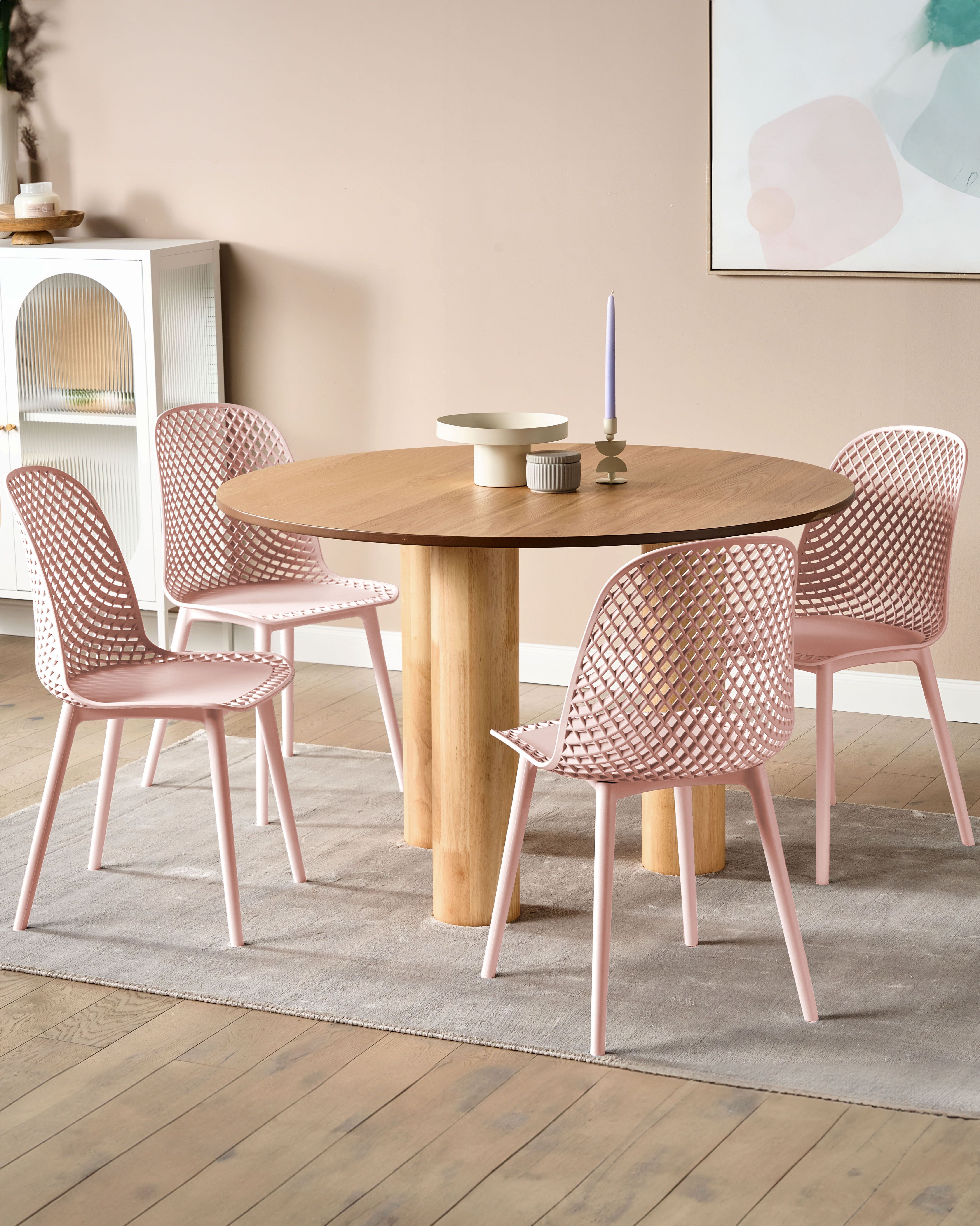 Set of 4 Dining Chairs EMORY Pastel Pink
