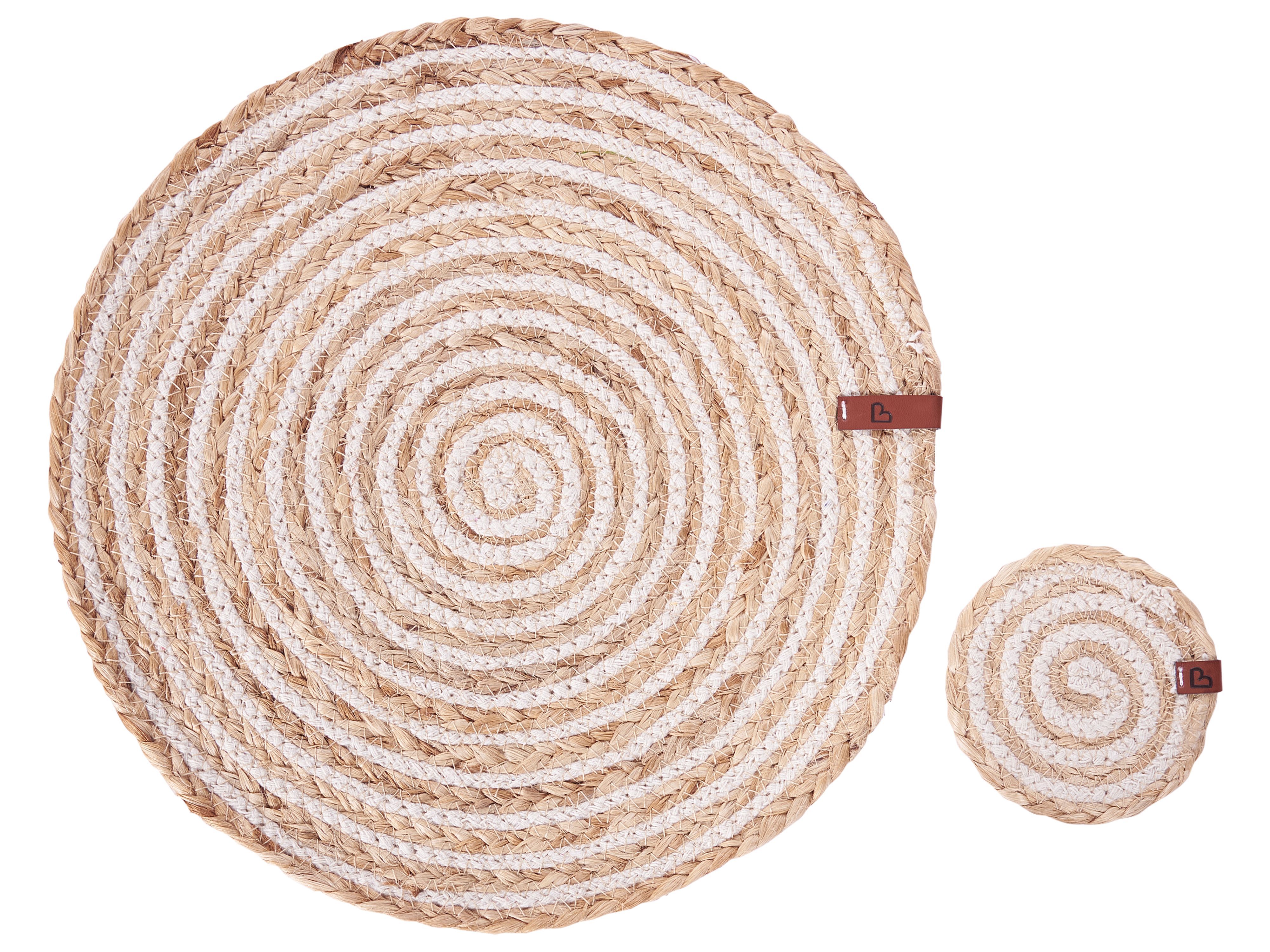 12 Piece Placemats and Coasters Set QUININE Natural Jute