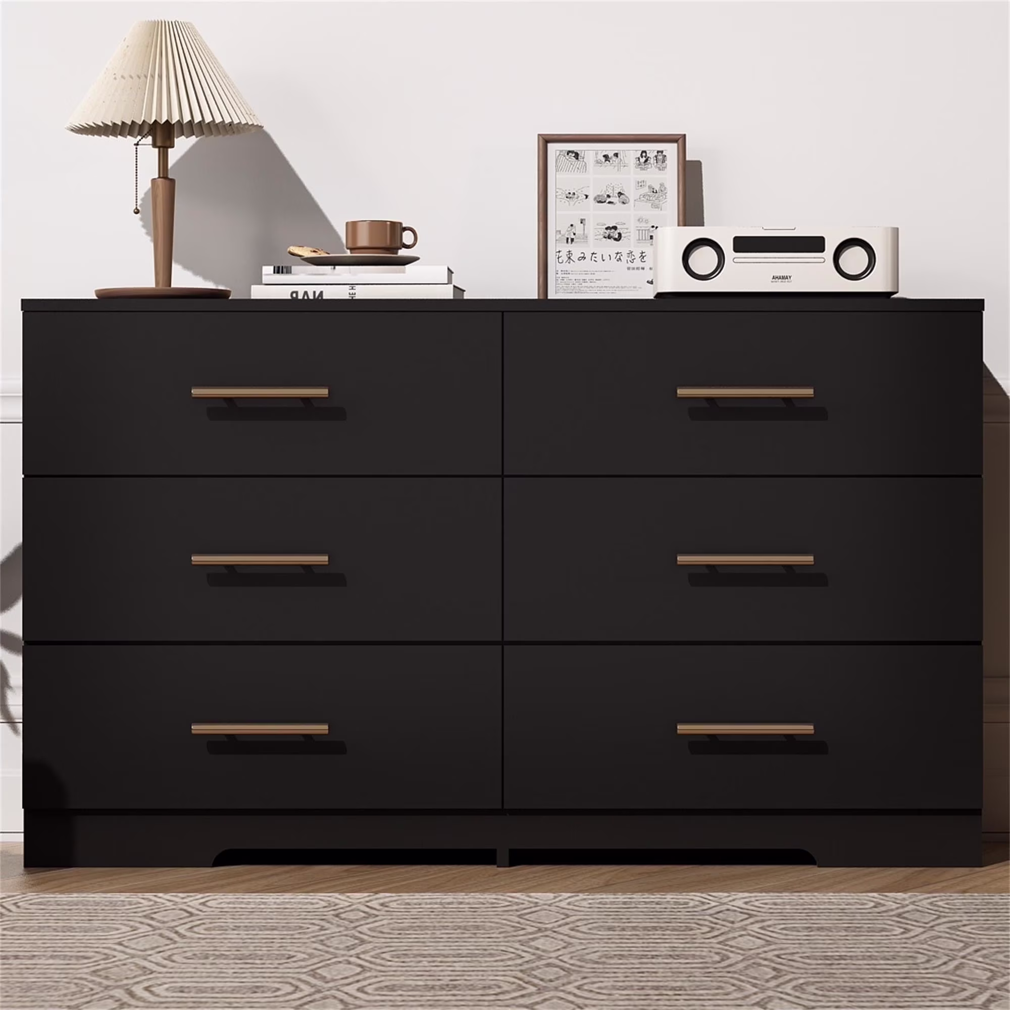 Kadyn White Chest of Drawer, 6 Double Drawer Dresser for Bedroom, Modern Storage Cabinet for Living Room, Dresser - Image 5