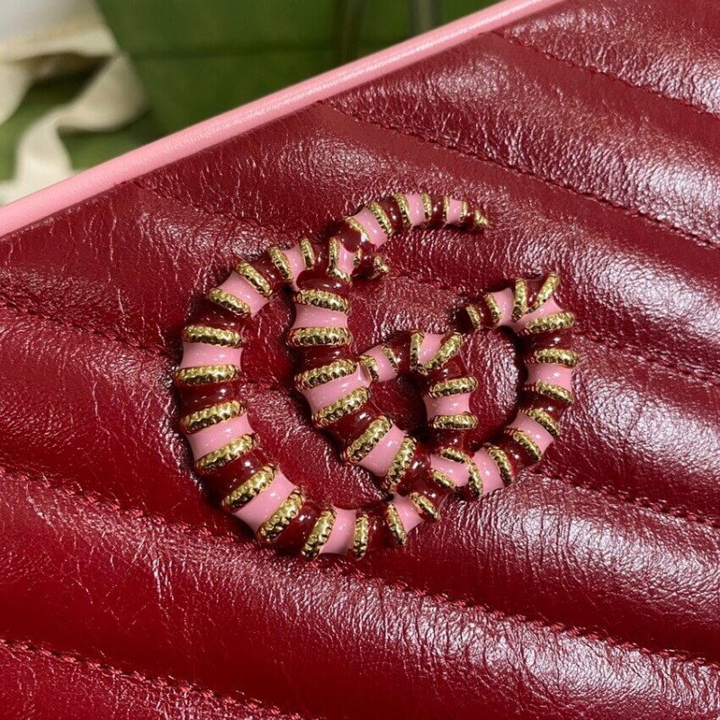 Replica Gucci Gg Marmont Small Shoulder Bag 447632 Red And Emerald Leather1:1High-quality replica