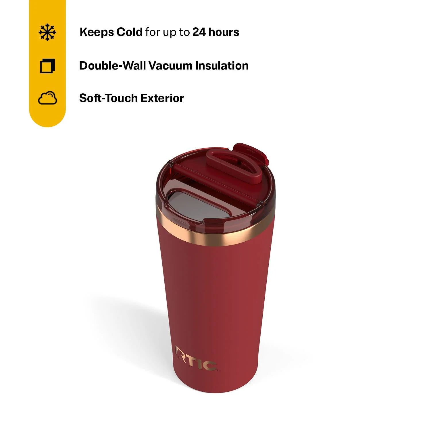 RTIC 18 oz Ceramic Lined Insulated Happy Hour Pint Tumbler, Soft-Touch Exterior, Set of 5, Multi-Color