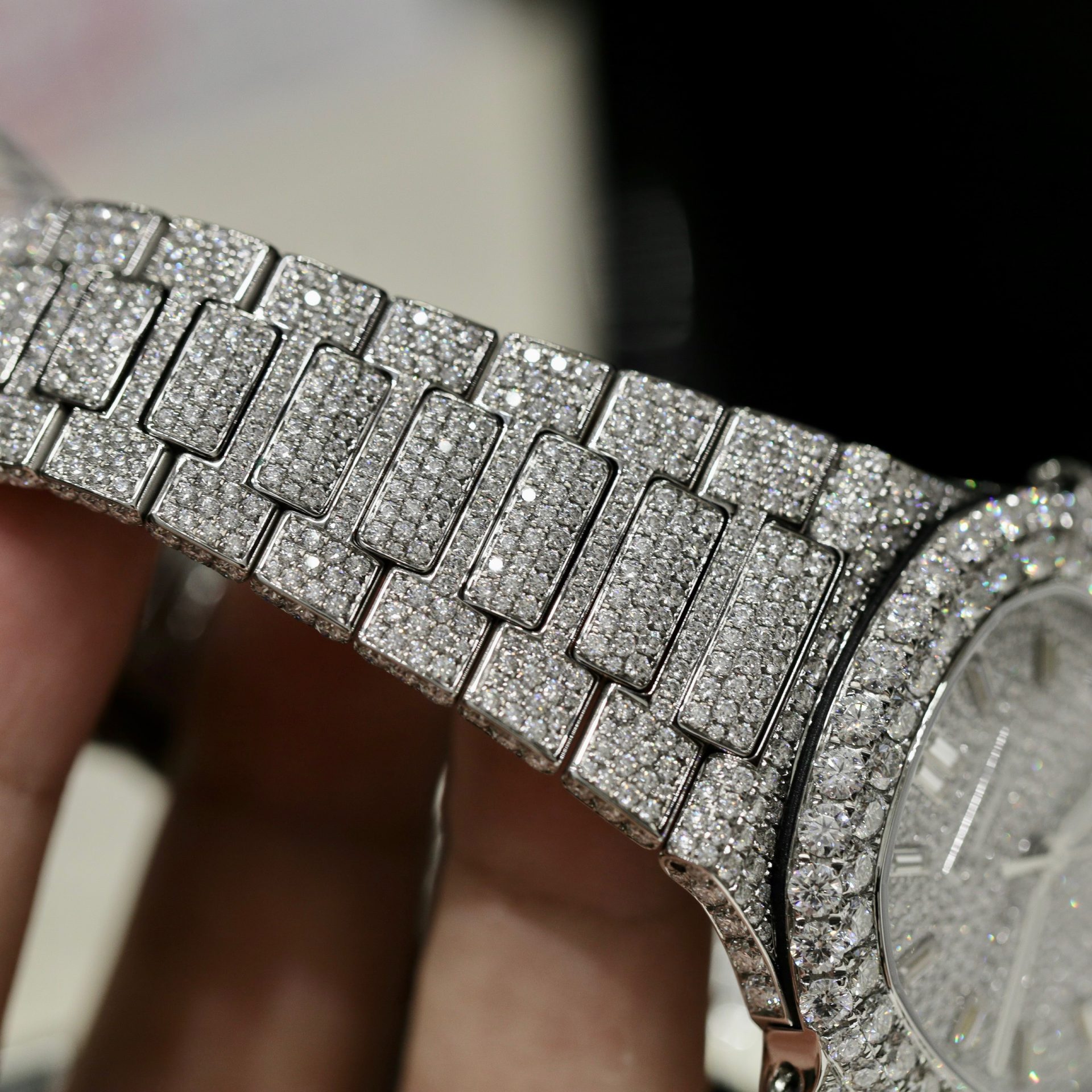 Patek Philippe Best Replica Watch Nautilus 5719 Custom Full Moissanite Diamonds 40mm - Top club