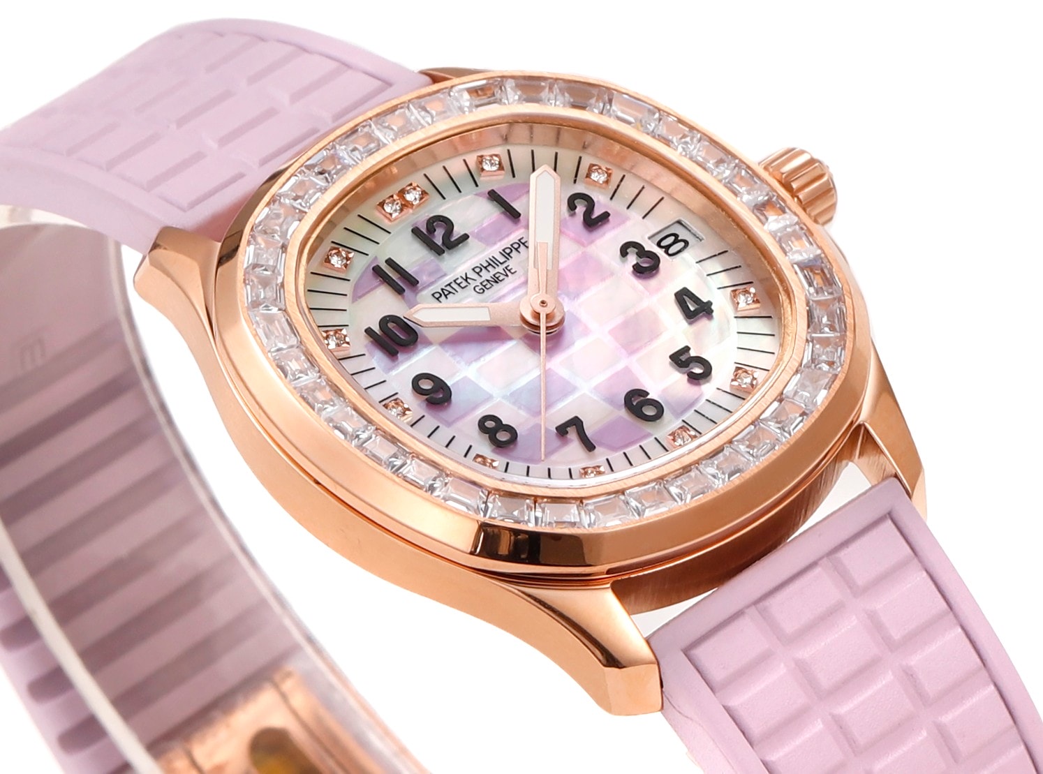 Fake Patek Philippe Replica Watch Aquanaut Luce Haute Joaillerie Rose Gold Diamonds Mother of Pearl Beige Diamond Dial 5072R-001 TC(1:1 replica) - Top club