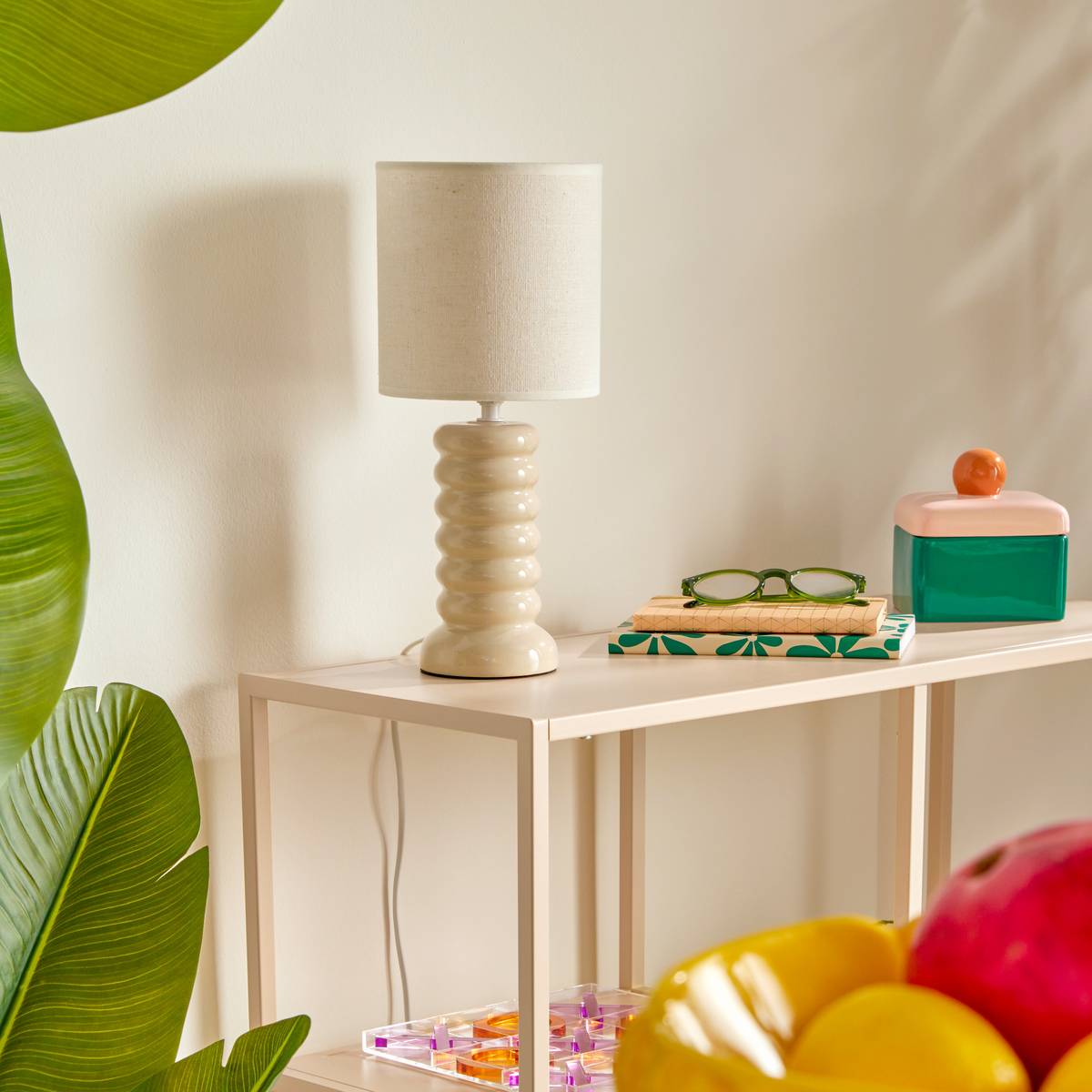 Lamp "Vinas" Beige, H.33.5 cm