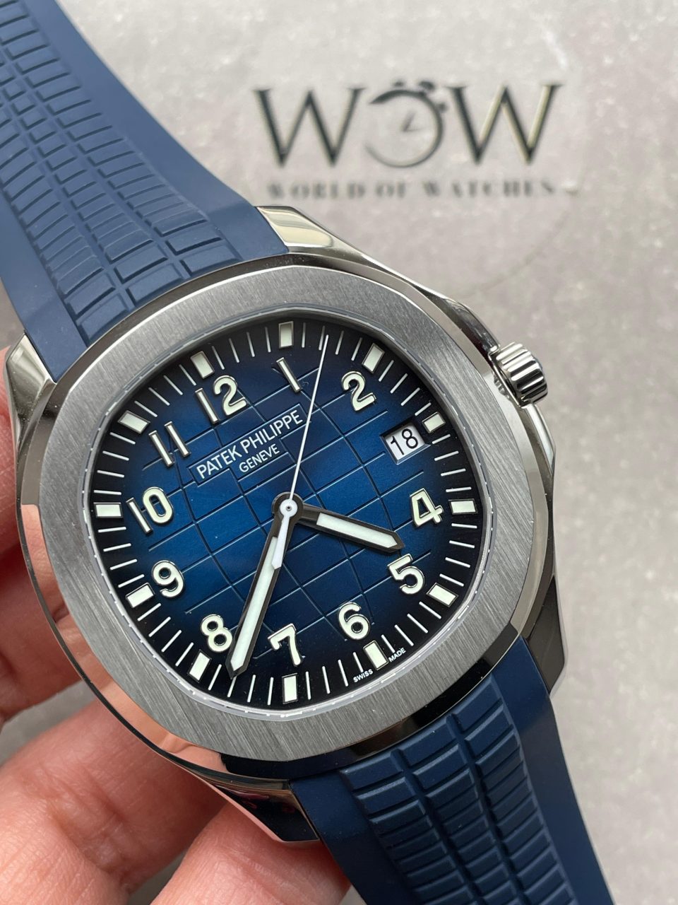 Replica PATEK PHILIPPE Aquanaut 5168G 42mm SS ZF 1:1 Best Edition Blue Dial on Blue Rubber Strap 324CS - Elite Watch Atelier