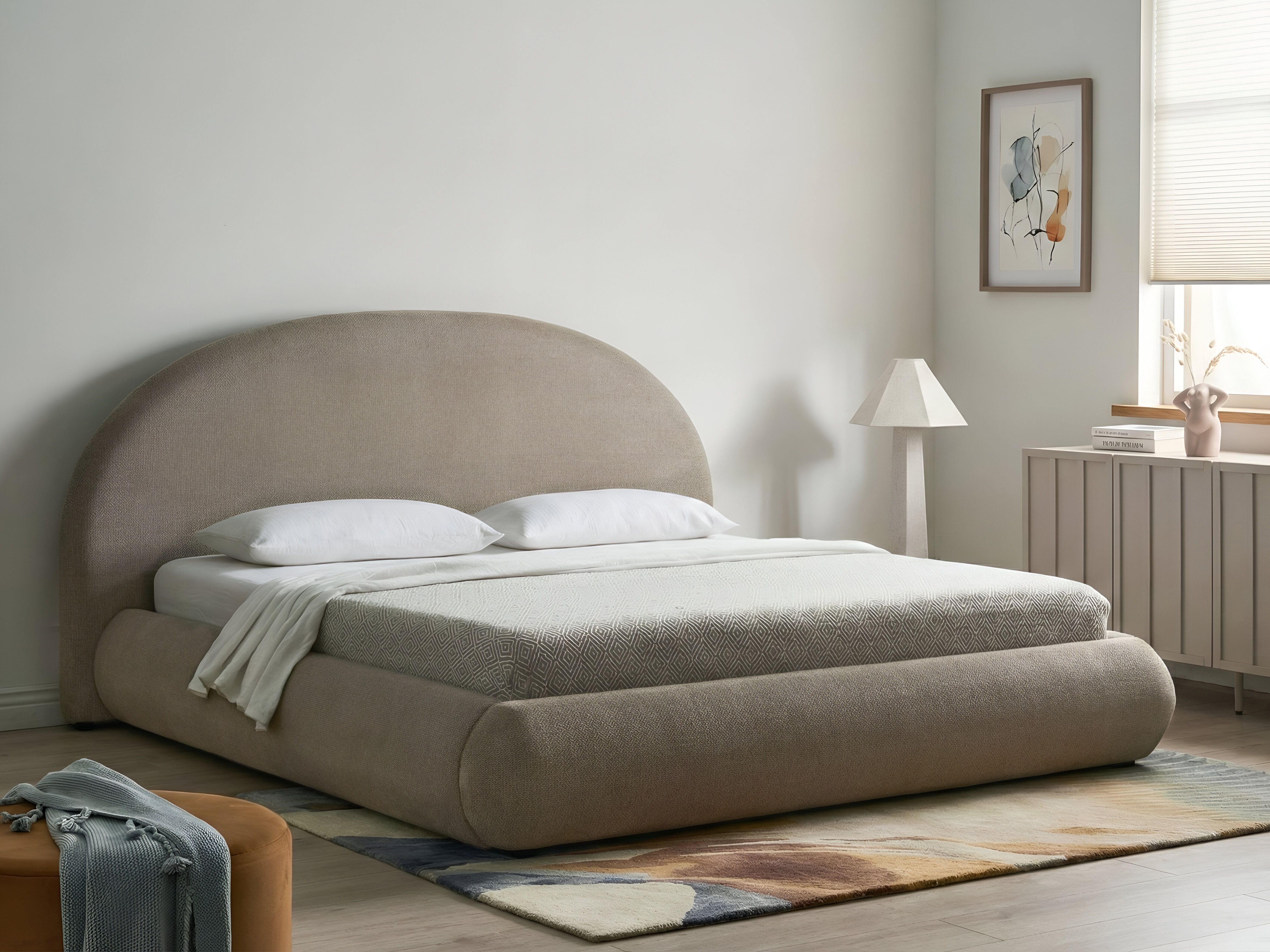 Ottoman Bed Fabric GRASSE 180 x 200 cm (EU Super King) Taupe