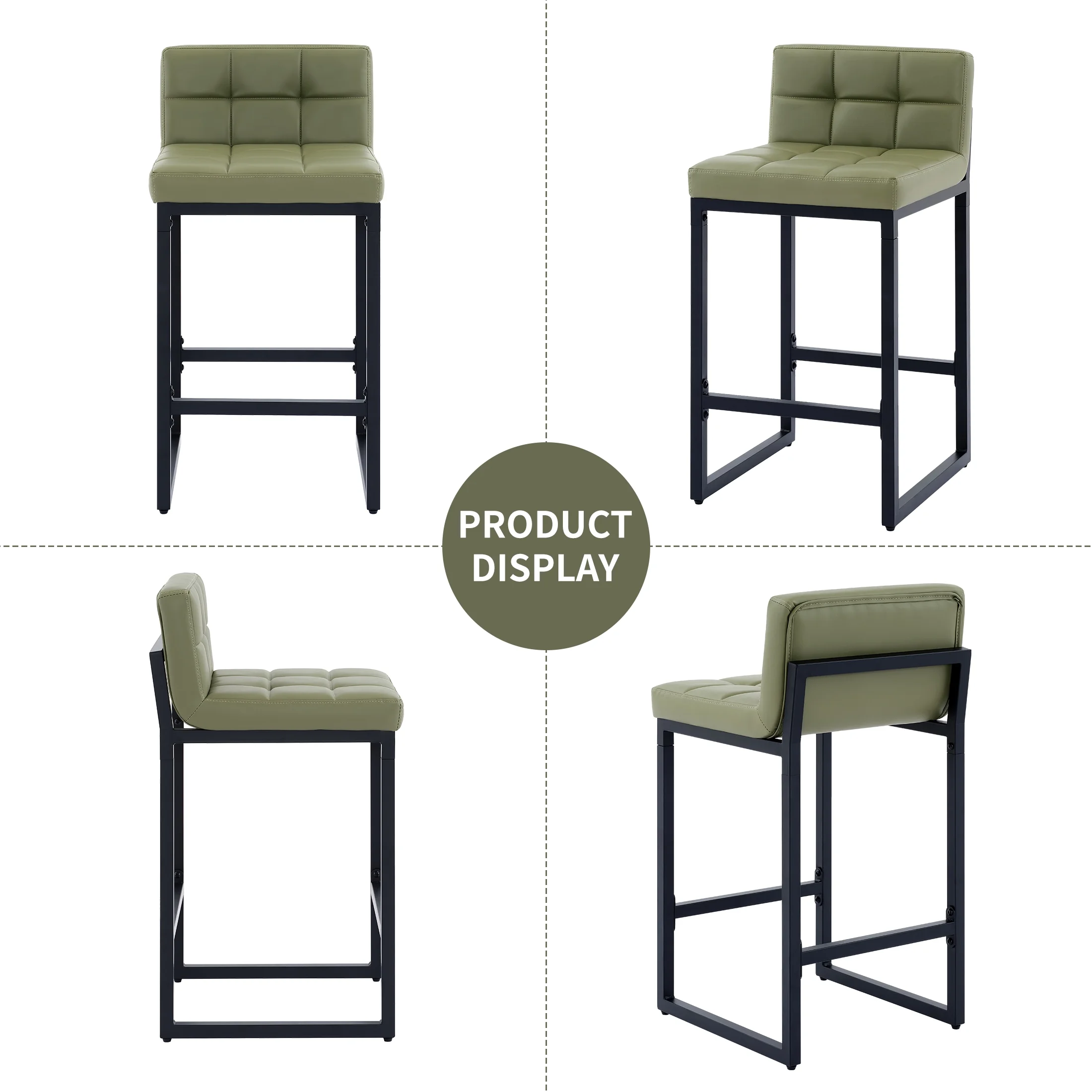 FIRAVOE Bar Stools Set of 3, Counter Height Bar Stools (Low Back)(Thickened Frame) 26" PU Leather Barstools Bar Chairs for Kitchen Island, Black - Image 30