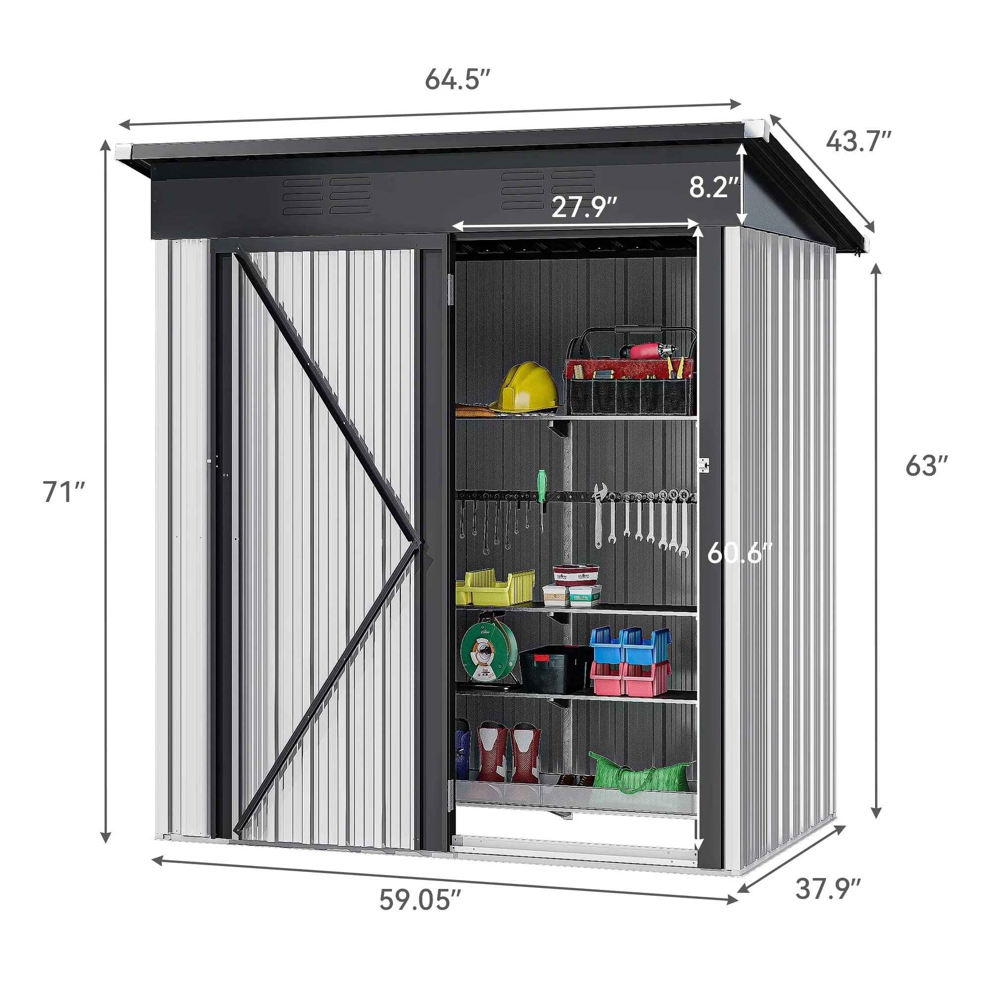 UFORIC Outdoor Storage Shed, 5 x 3 ft, Dark Gray - Image 8 UFORIC Outdoor Storage Shed, 5 x 3 ft, Dark Gray - Image 8