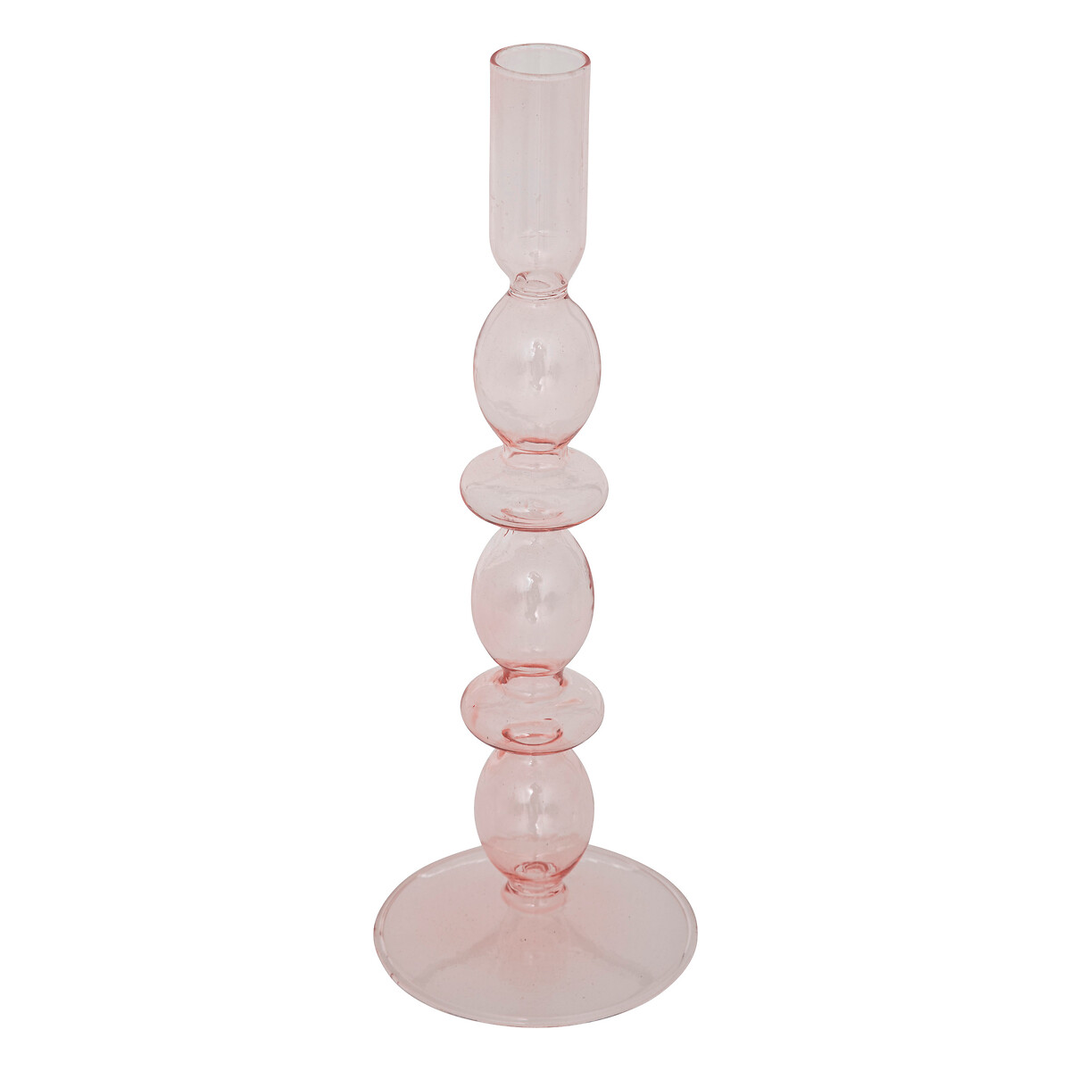 Candlestick, glass Light pink, H.25,7 cm
