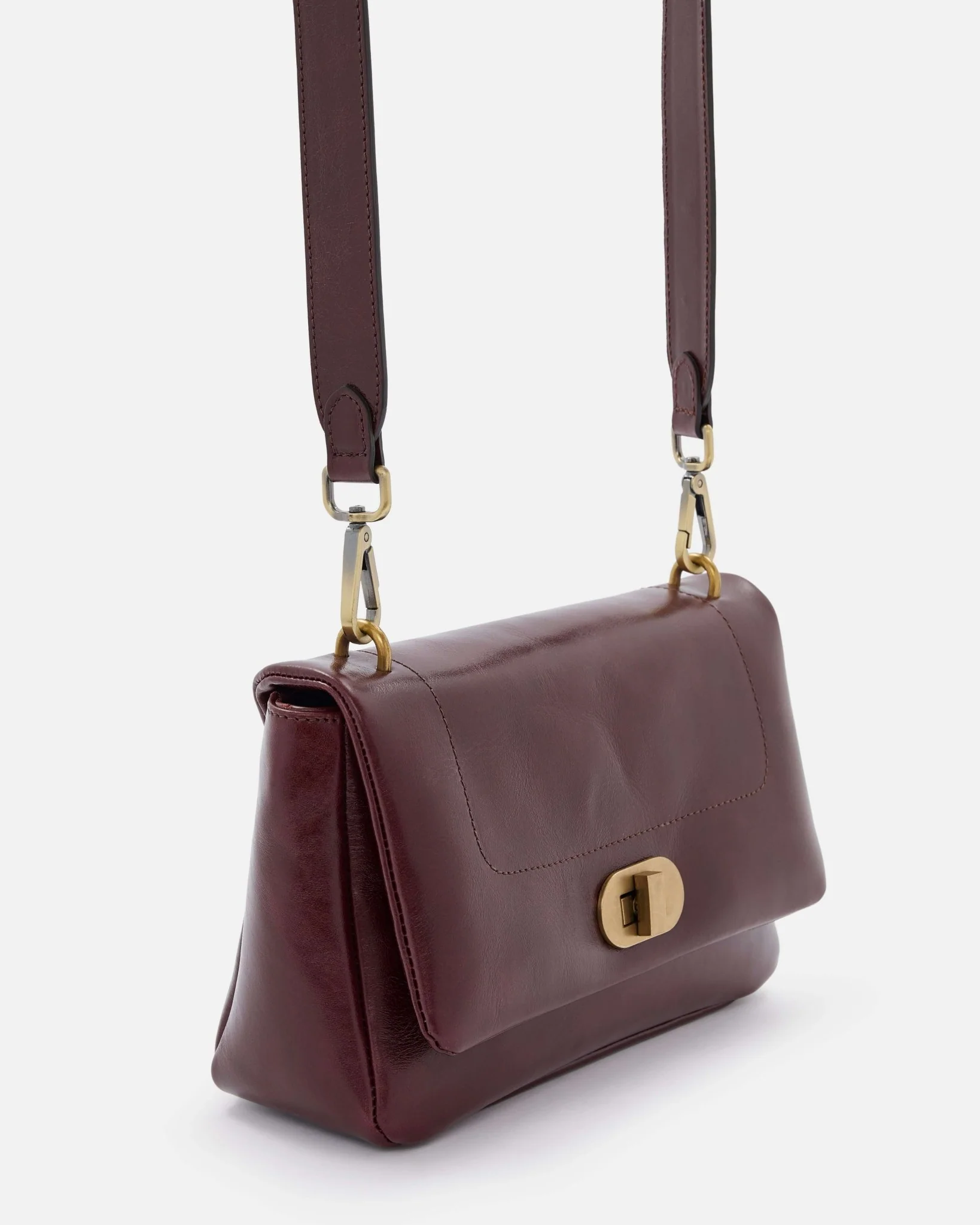 SAC CUIR GALI GRENAT - Sac cuir lisse grande anse