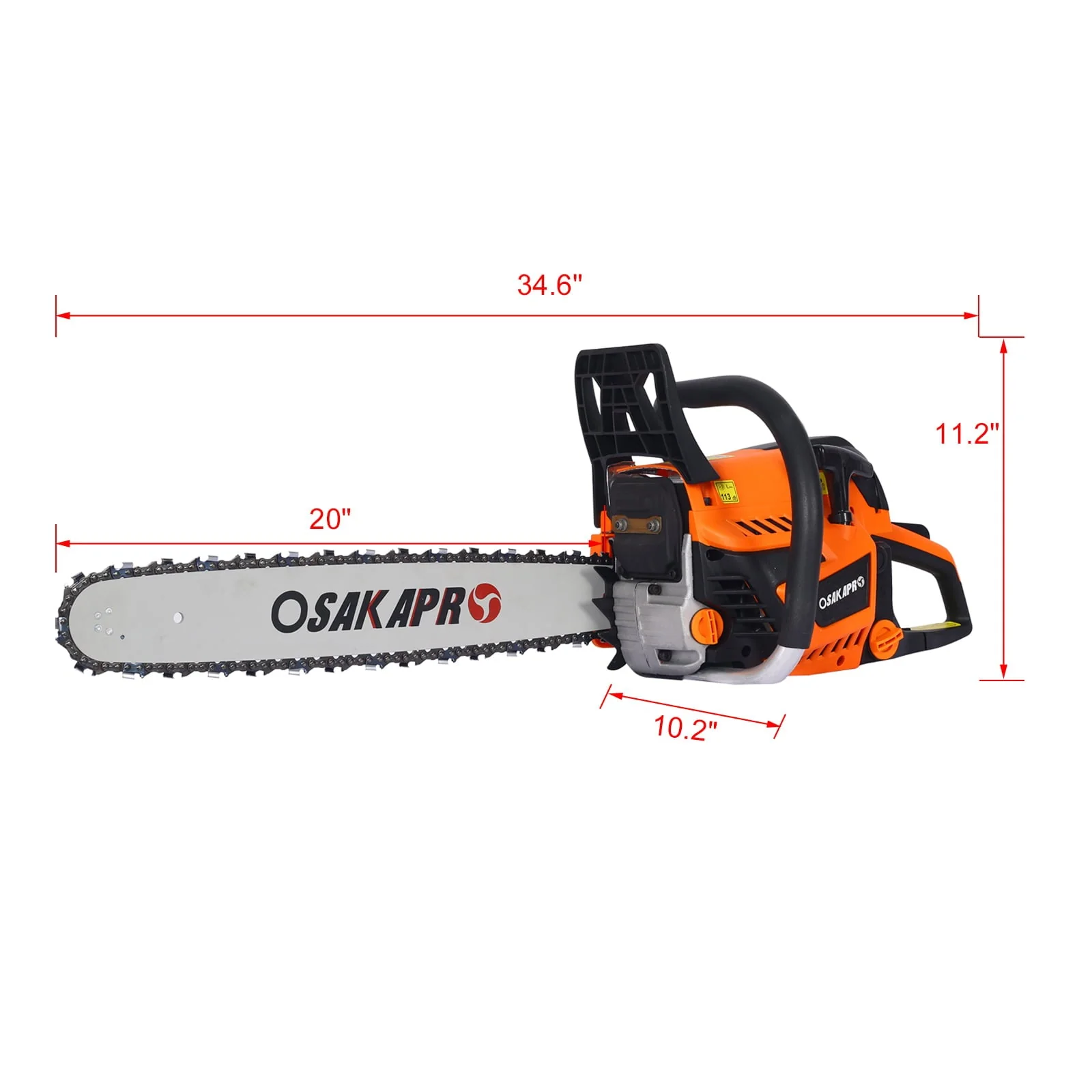 52cc 2-Cycle Gas Powered Chainwaw, 20inch Gasoline Chain Saw for Trees Wood Cutting, EPA Compliant