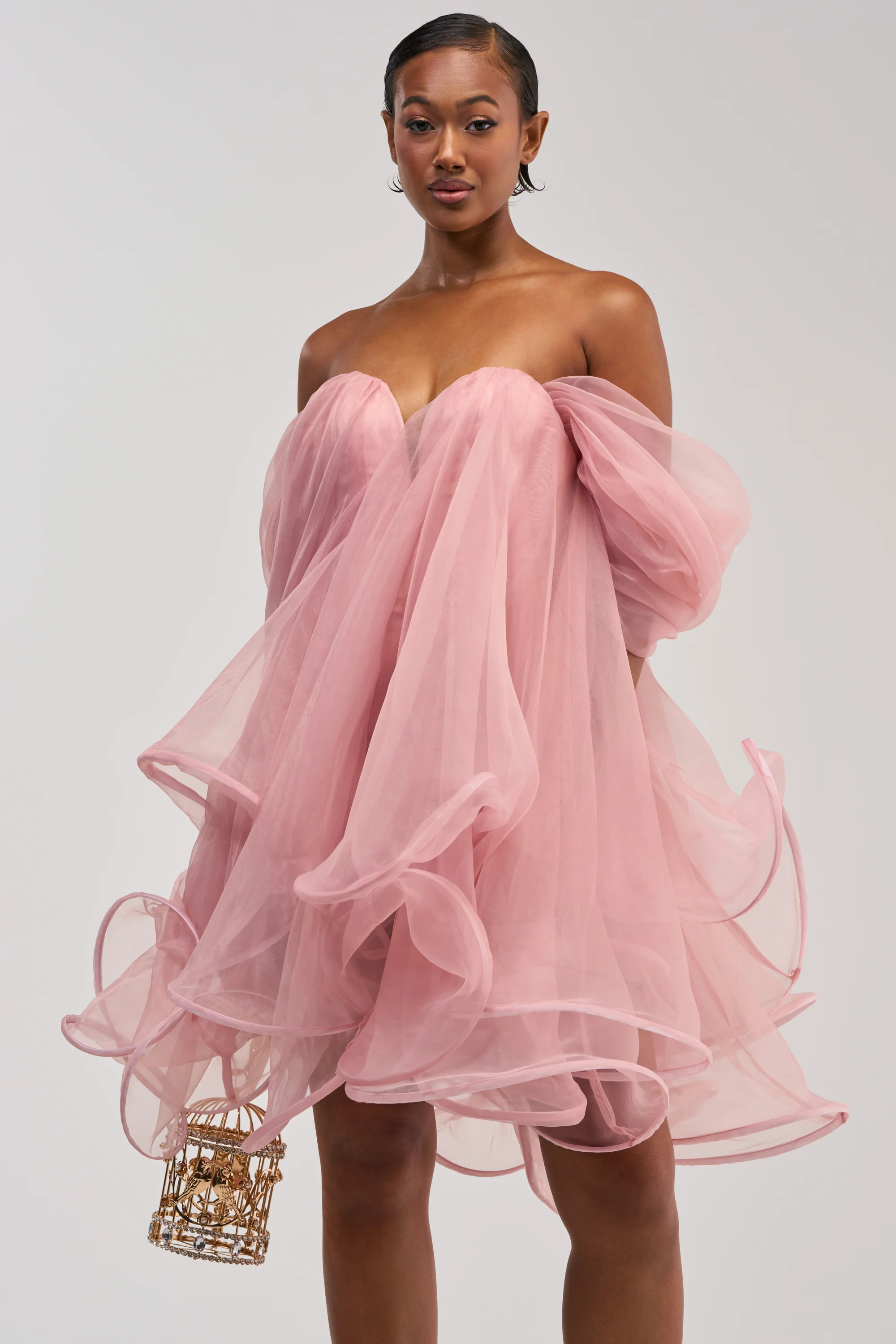 DANCE WITH ME CHIFFON MINI DRESS IN MAUVE