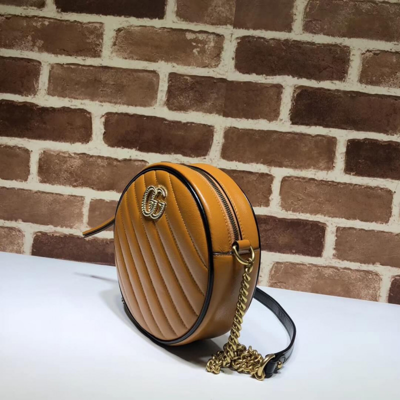 Replica Gucci Gg Marmont Mini Round Shoulder Bag 550154 Cognac1:1High-quality replica