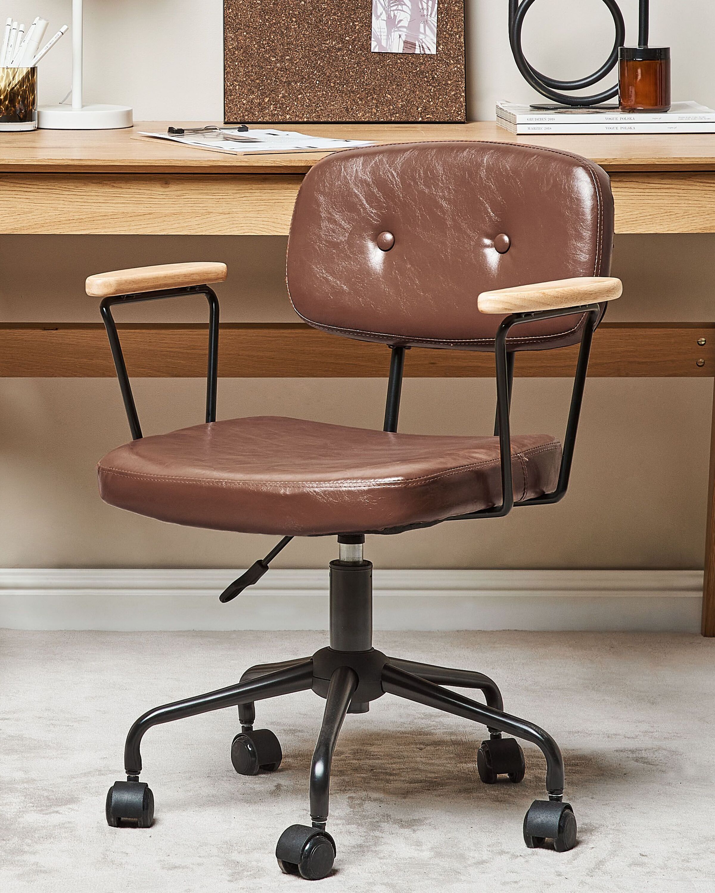 Desk Chair ALGERITA Faux Leather Brown