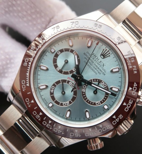 Replica Rolex Daytona 116506 Brown Ceramic Bezel Deep Ice Blue Dial SS Bracelet A4130 - Elite Watch Atelier