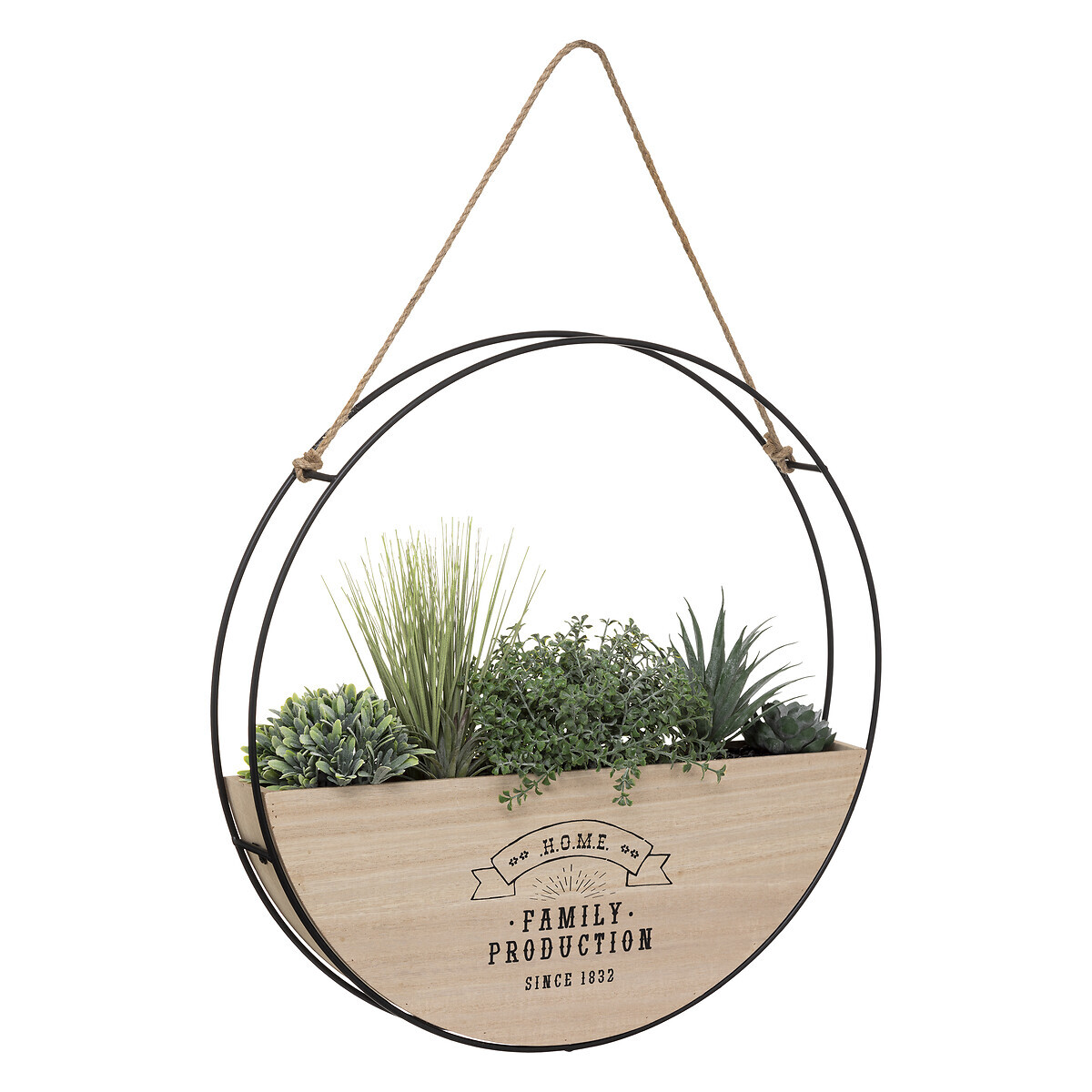 Artificial hanging plant Wood and metal, D.44 cm