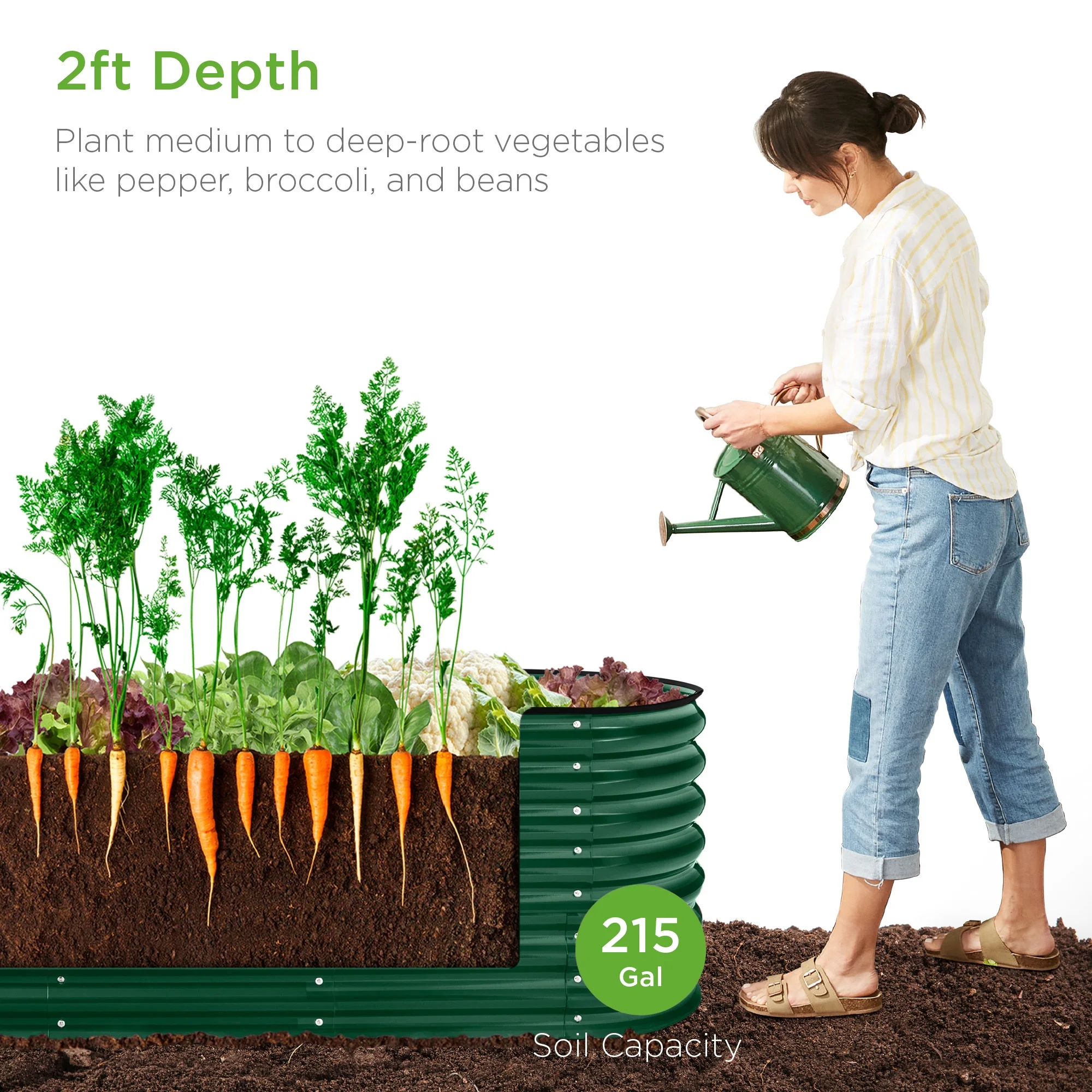 Best Choice Products 8x2x2ft Metal Raised Garden Bed, Oval Outdoor Planter Box w/ 4 Support Bars - Charcoal - Image 23