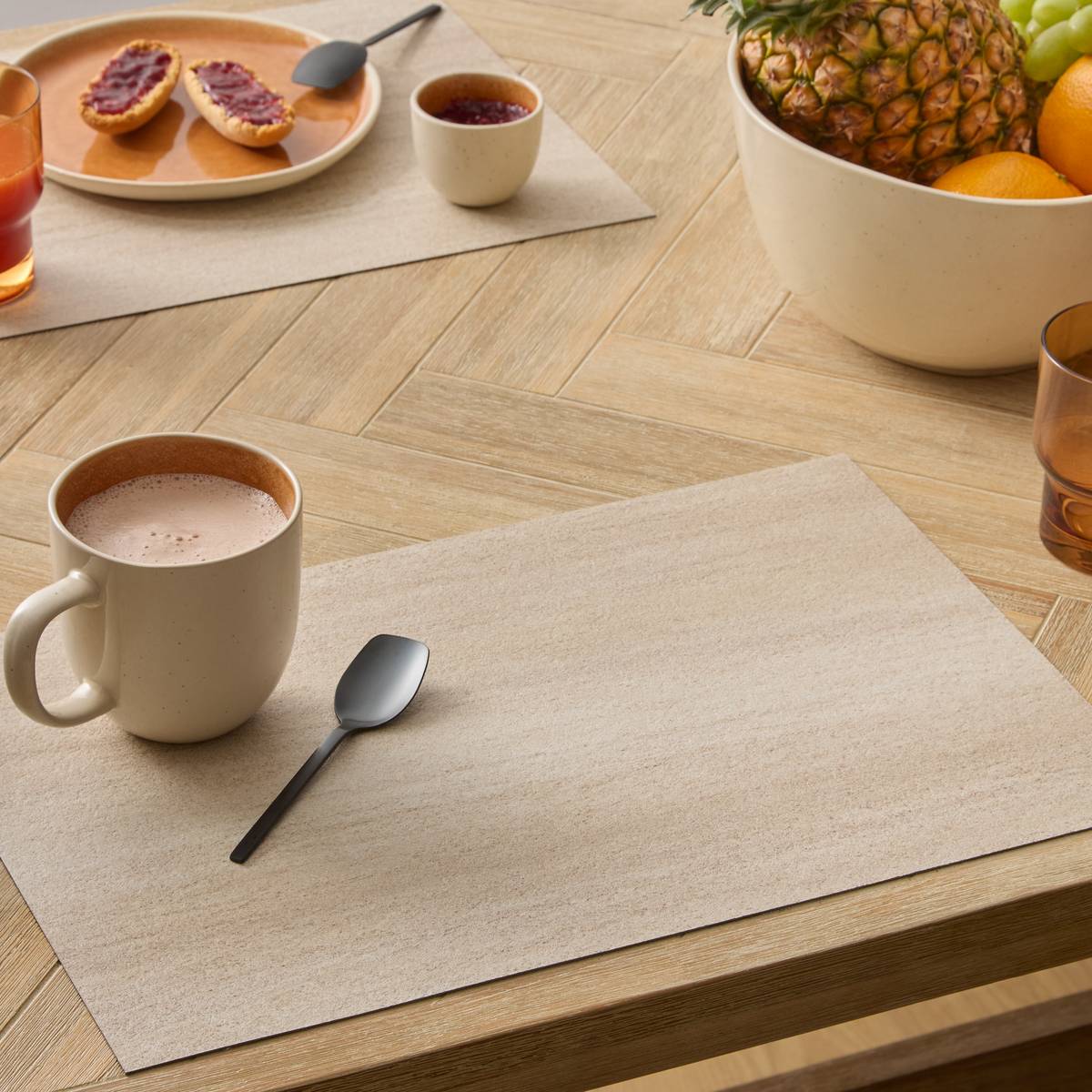 Set of 6 placemats PVC - Polyvinyl chloride, 45x30 cm, Beige