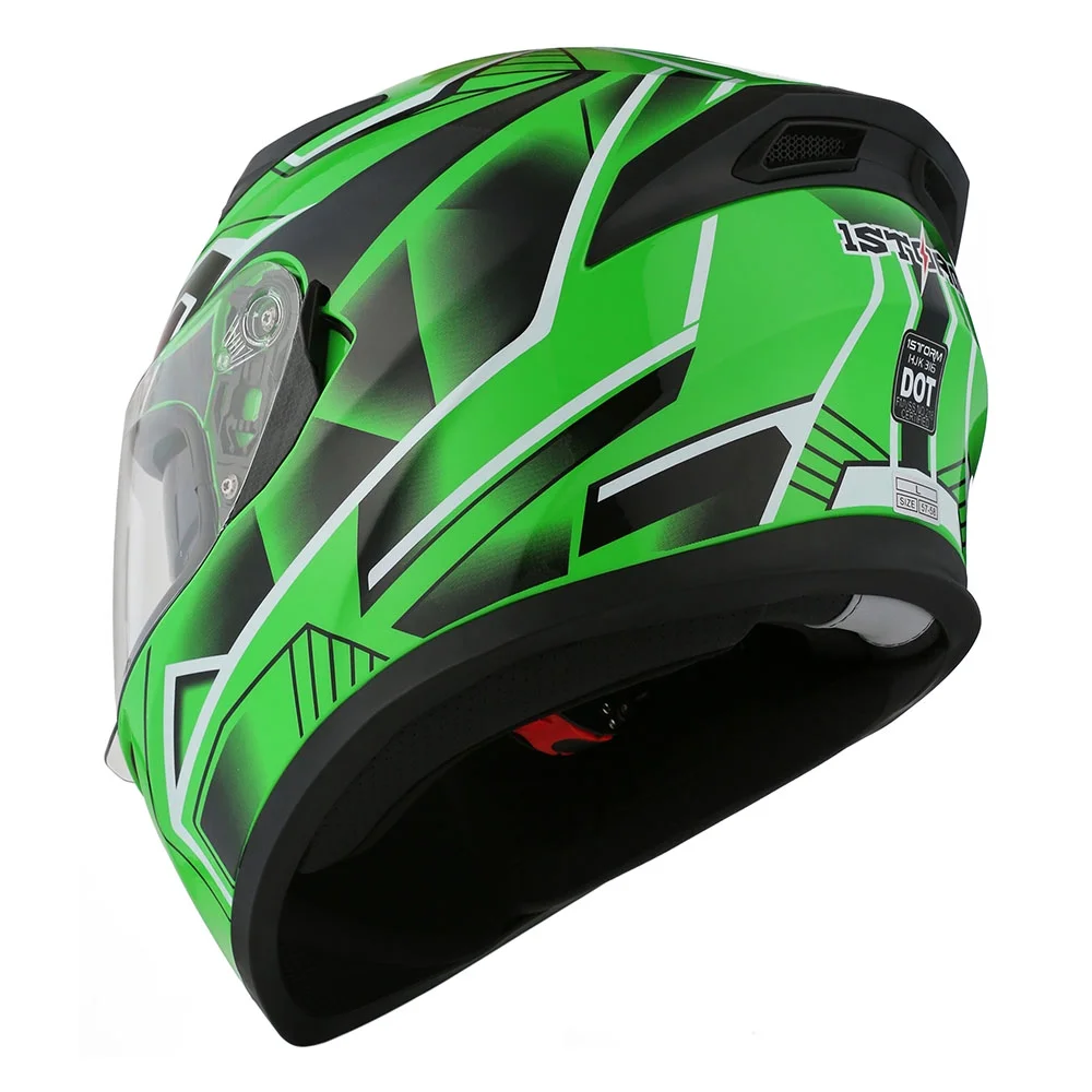 1Storm Motorcycle Modular Full Face Flip up Dual Visor Helmet + Spoiler + Motorcycle Bluetooth Headset: HJK316 Mechanic Red - Image 35