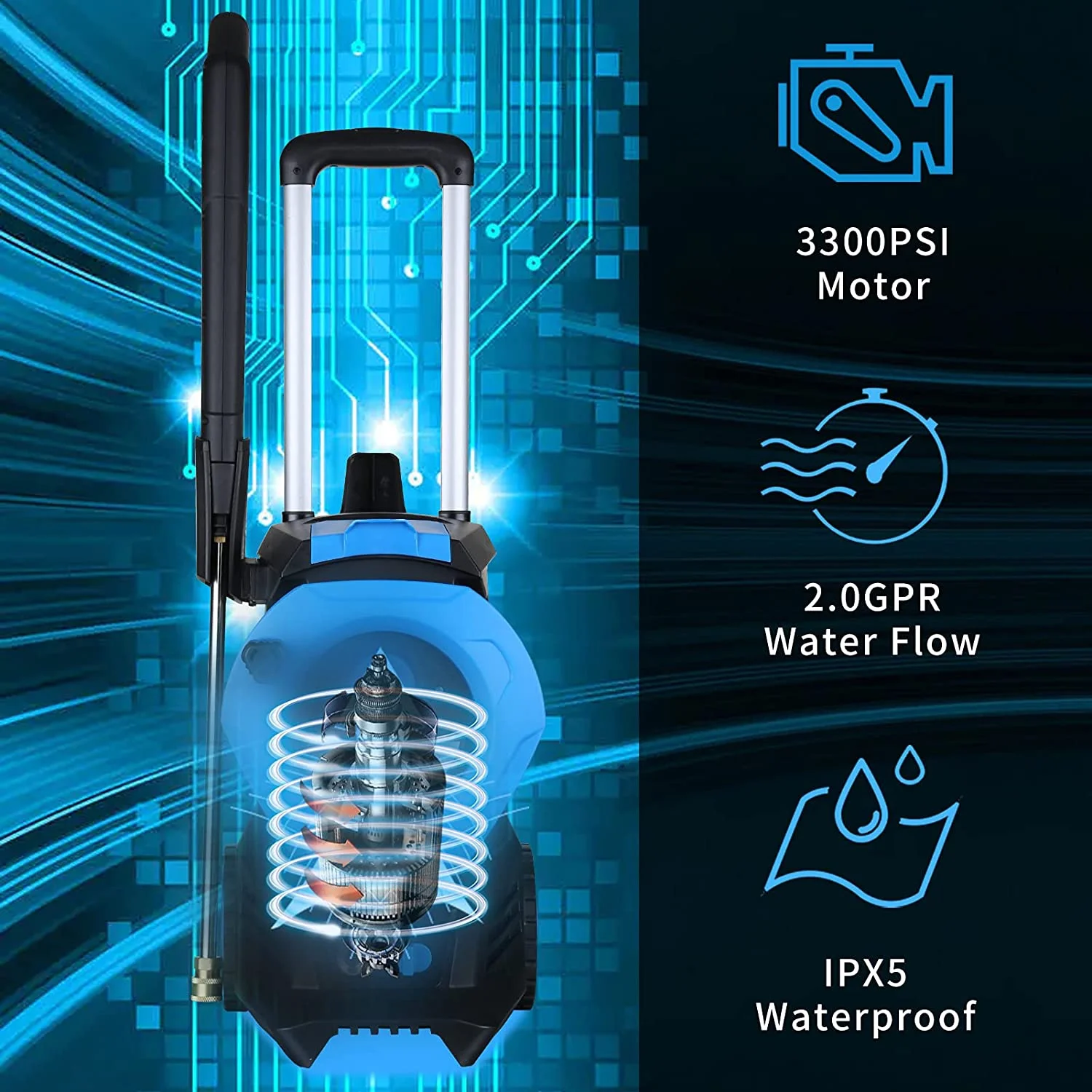 SUGIFT Electric Pressure Washer 4500PSI-Max 3.2GPM with Touch Screen Adjustable Pressure and 5 Nozzles Power Washer Cleaning for Patio,Blue - Image 20