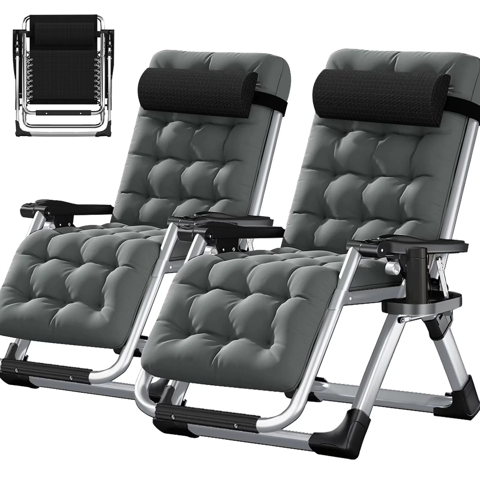 NAIZEA Zero Gravity Lawn Recliner Chairs, 2 Pack, Black - Image 11 NAIZEA Zero Gravity Lawn Recliner Chairs, 2 Pack, Black - Image 11