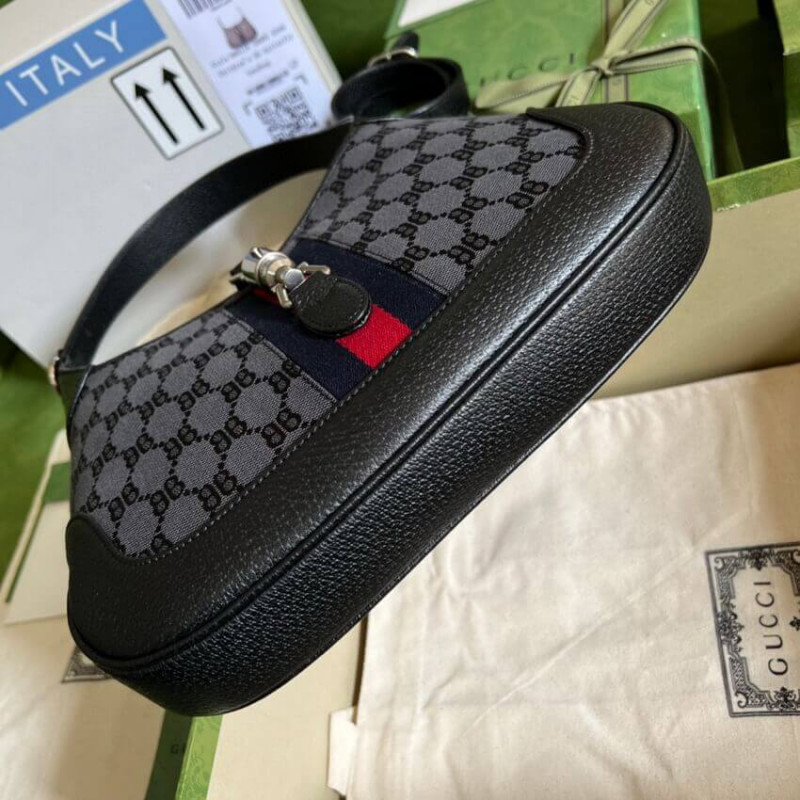 Replica Gucci X Balenciaga Jackie 1961 Small Hobo Bag 680118 Black1:1High-quality replica