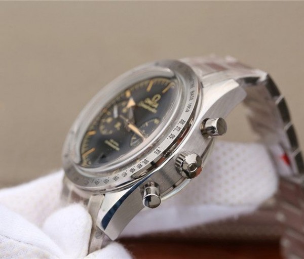 Replica Omega OMF Speedmaster 57 Co-Axial Black Dial Brown Markers SS Bracelet A9300 - Top club