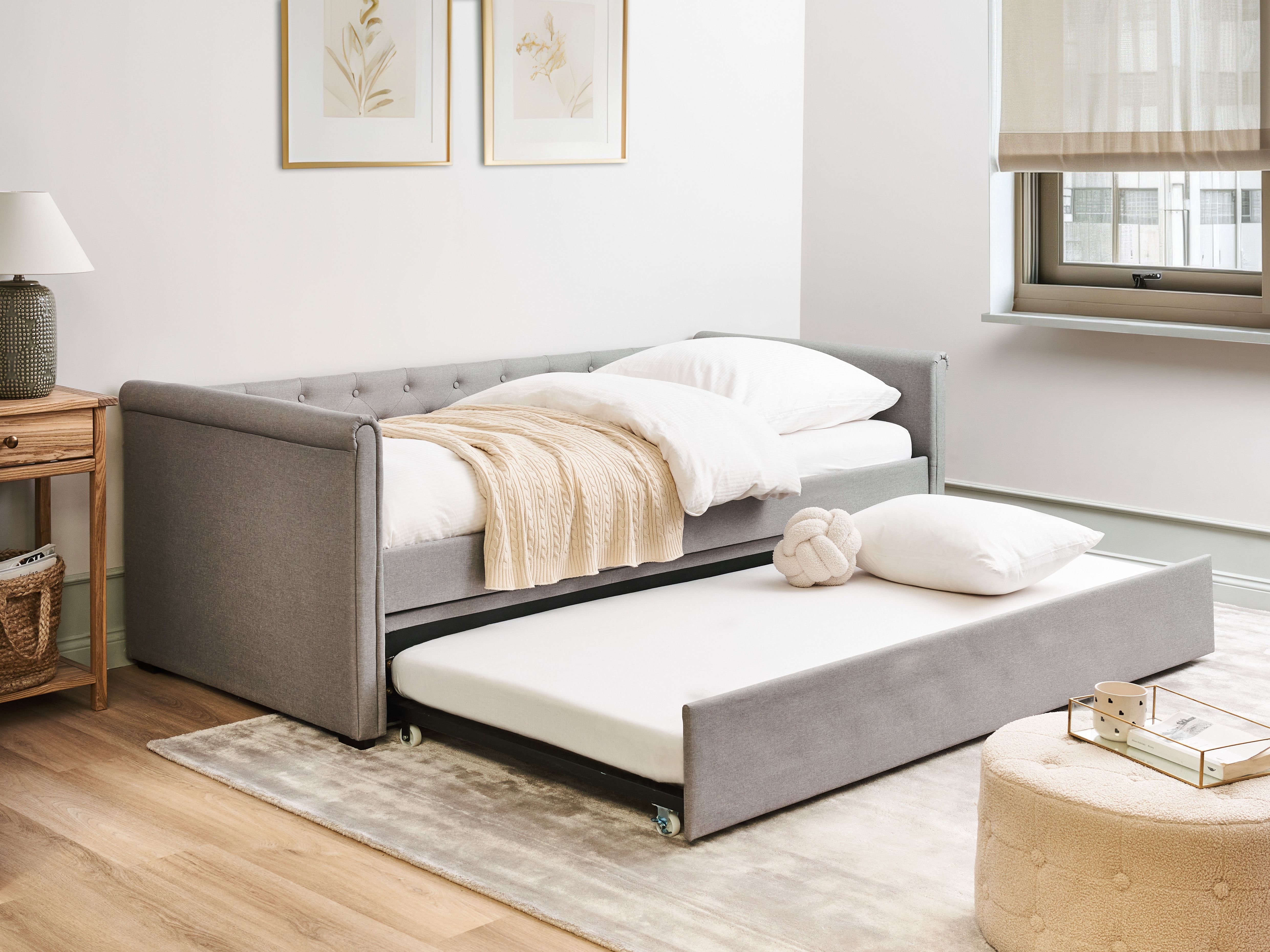 Trundle Bed Fabric LIBOURNE 90 x 200 cm (EU Single) Light Grey