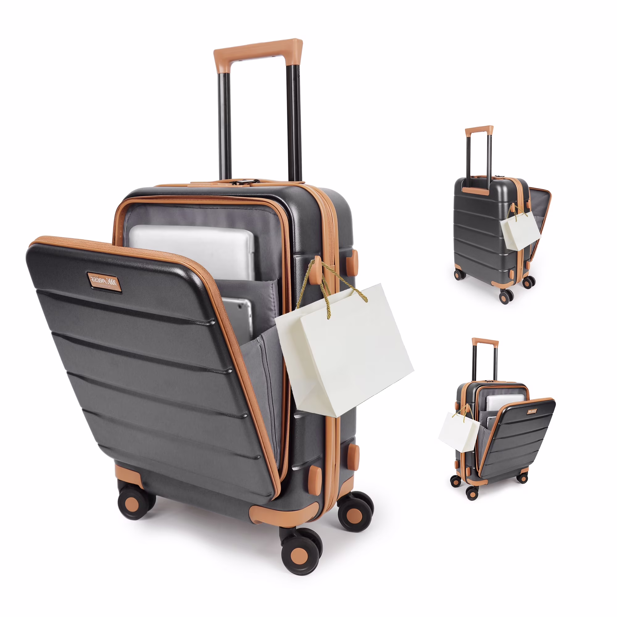 Carry On Luggage 22 x 14 x 9 Airline Approved Lightweight Hardside Spinner Luggage with TSA Lock and Laptop Compartment, Beige, CY2431 - Image 9