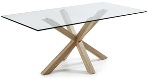 Kave Home Argo Eettafel - 200 x 100 cm - Glas / Eiken