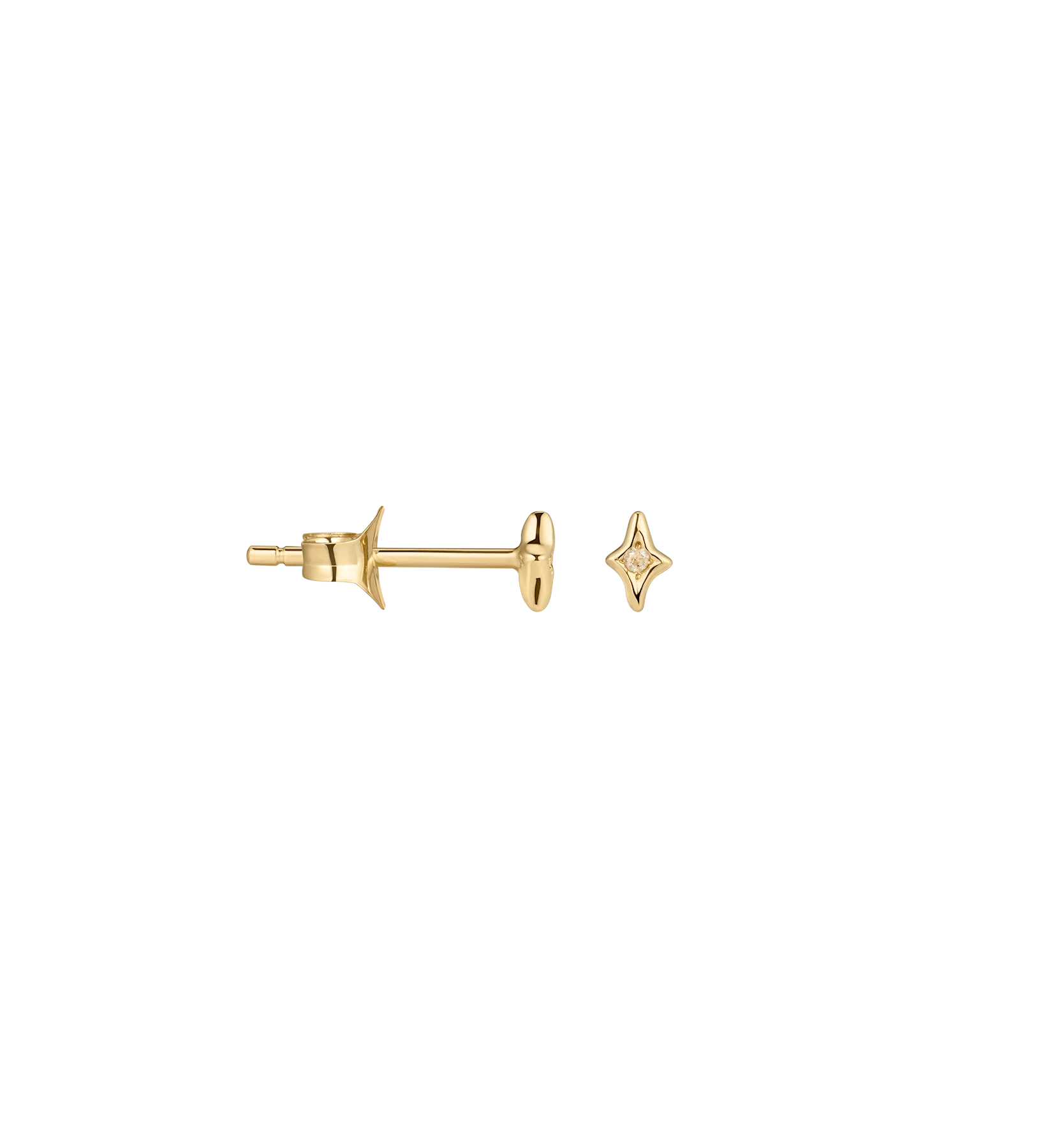 Single Moonbeam Glow Stud Earring 14K