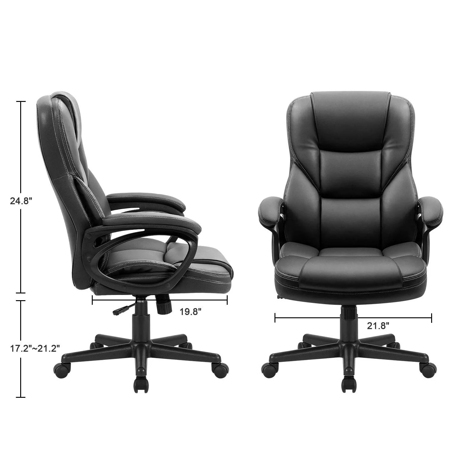 Vineego High Back PU Leather Executive Office Desk Chair Adjustable Business Manager��s Chair Ergonomic swivel Computer Chair with Lumbar Support and Armrest, Black