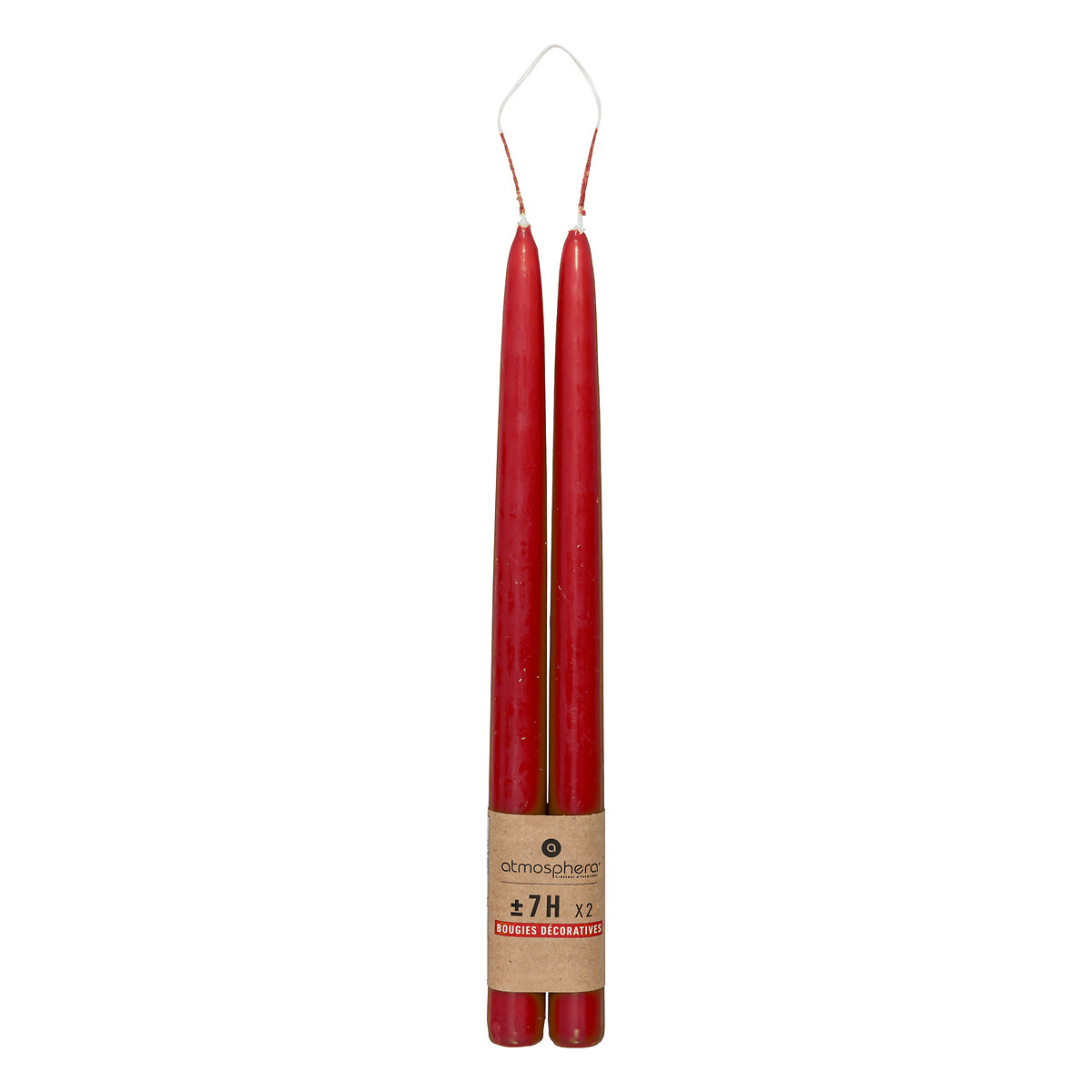Set of 2 stick candles "Hugo" Red, 70g