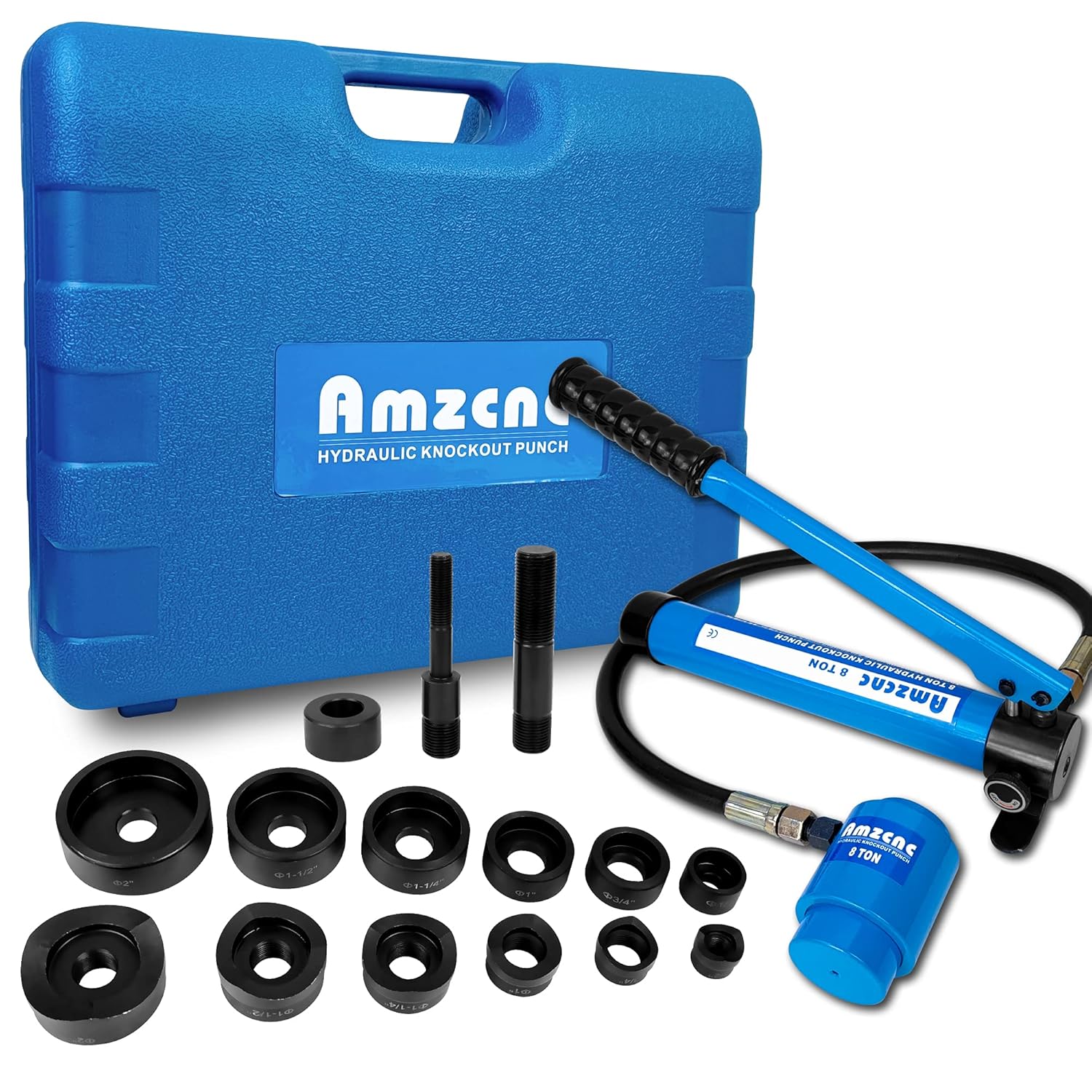 AMZCNC Hydraulic Knockout Punch Electrical Conduit Hole Cutter Set KO Tool Kit 1/2 to 2 inch (8T(1/2