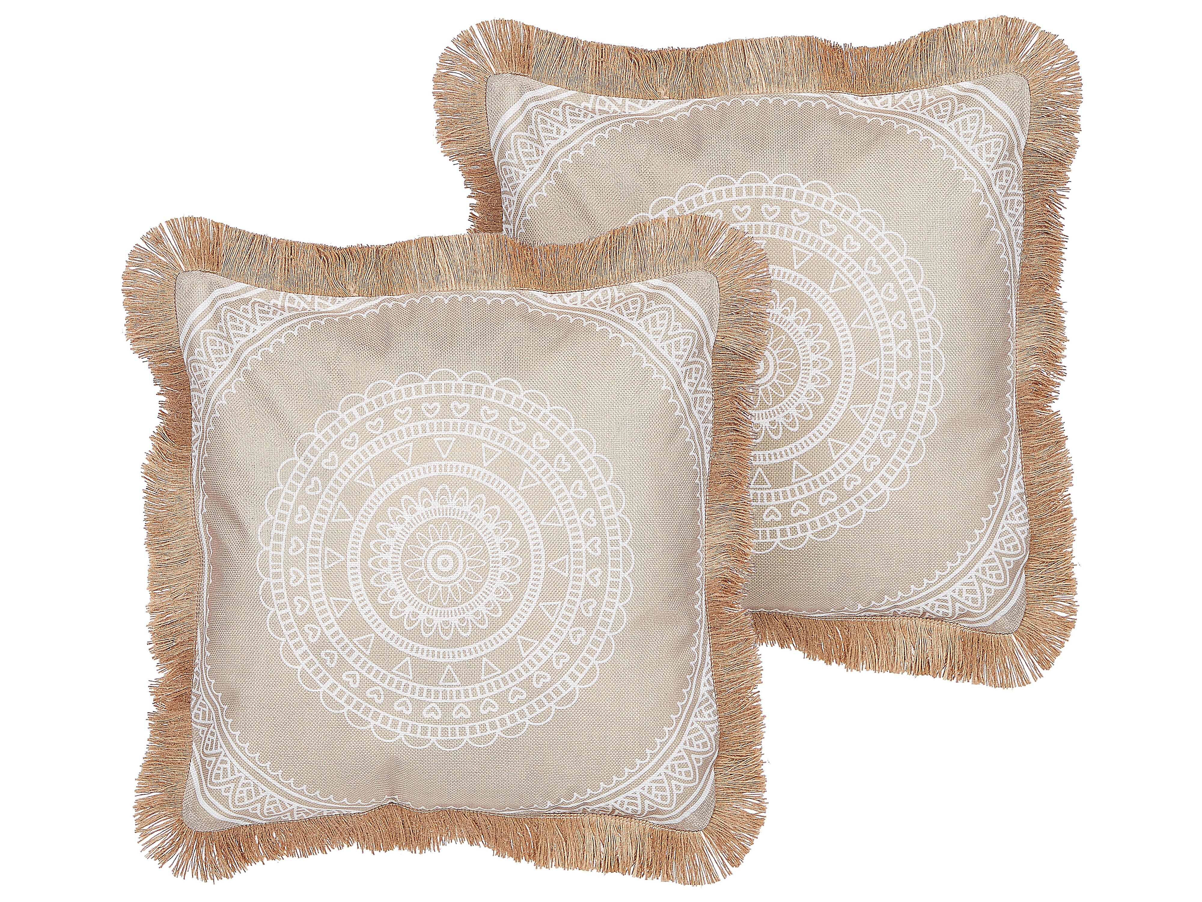 Set of 2 Decorative Cushions AGRIMONY 45 x 45 cm Beige Oriental Pattern