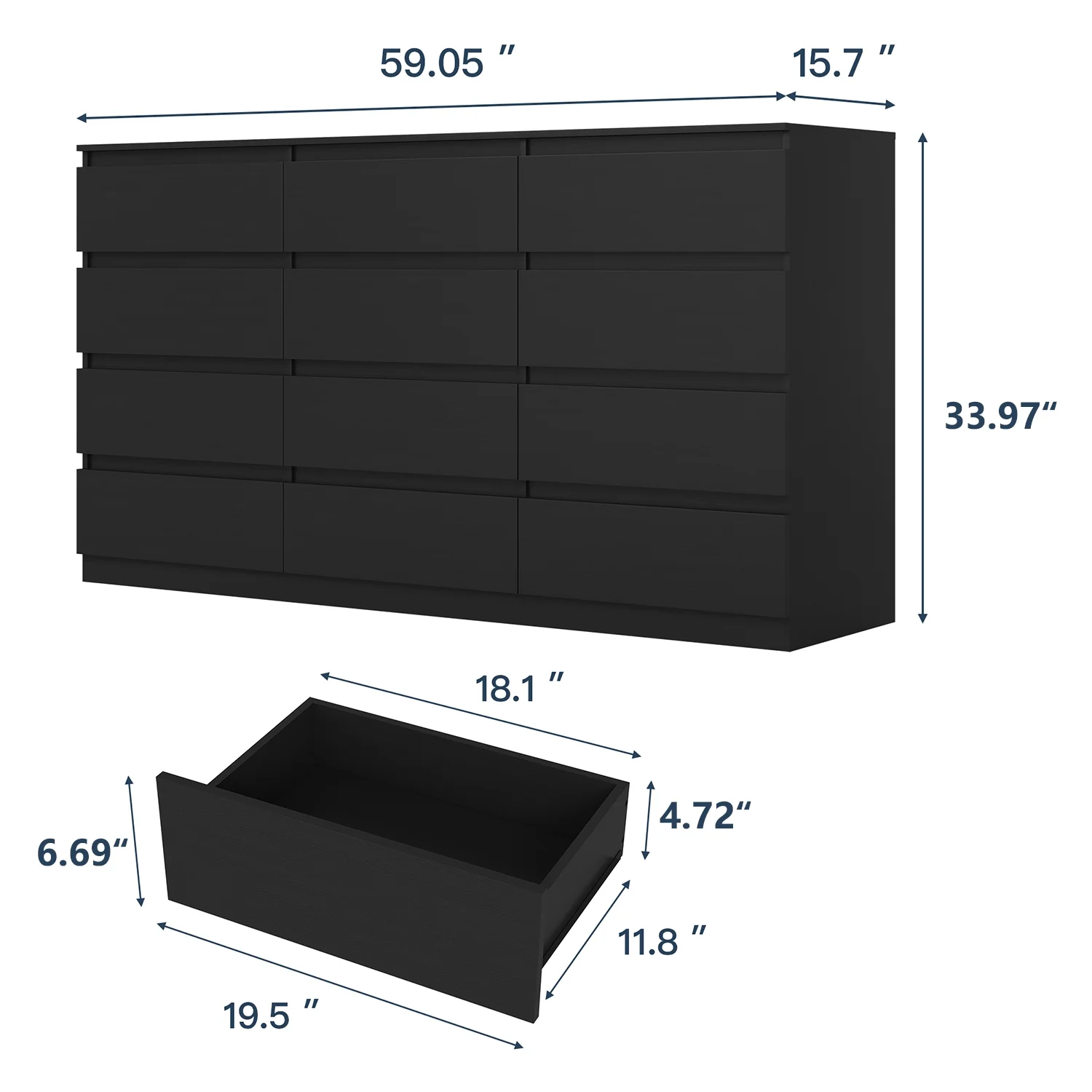 Kadyn White Chest of Drawer, 6 Double Drawer Dresser for Bedroom, Modern Storage Cabinet for Living Room, Dresser - Image 87