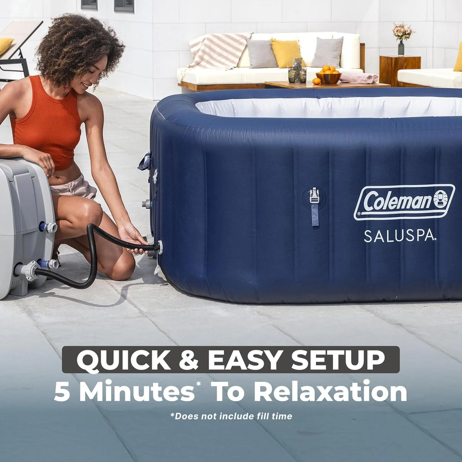 Coleman SaluSpa Atlantis AirJet Inflatable Hot Tub, 4 to 6 Person, 140 Air Jets, 71 x 28 in - Image 8 Coleman SaluSpa Atlantis AirJet Inflatable Hot Tub, 4 to 6 Person, 140 Air Jets, 71 x 28 in - Image 8