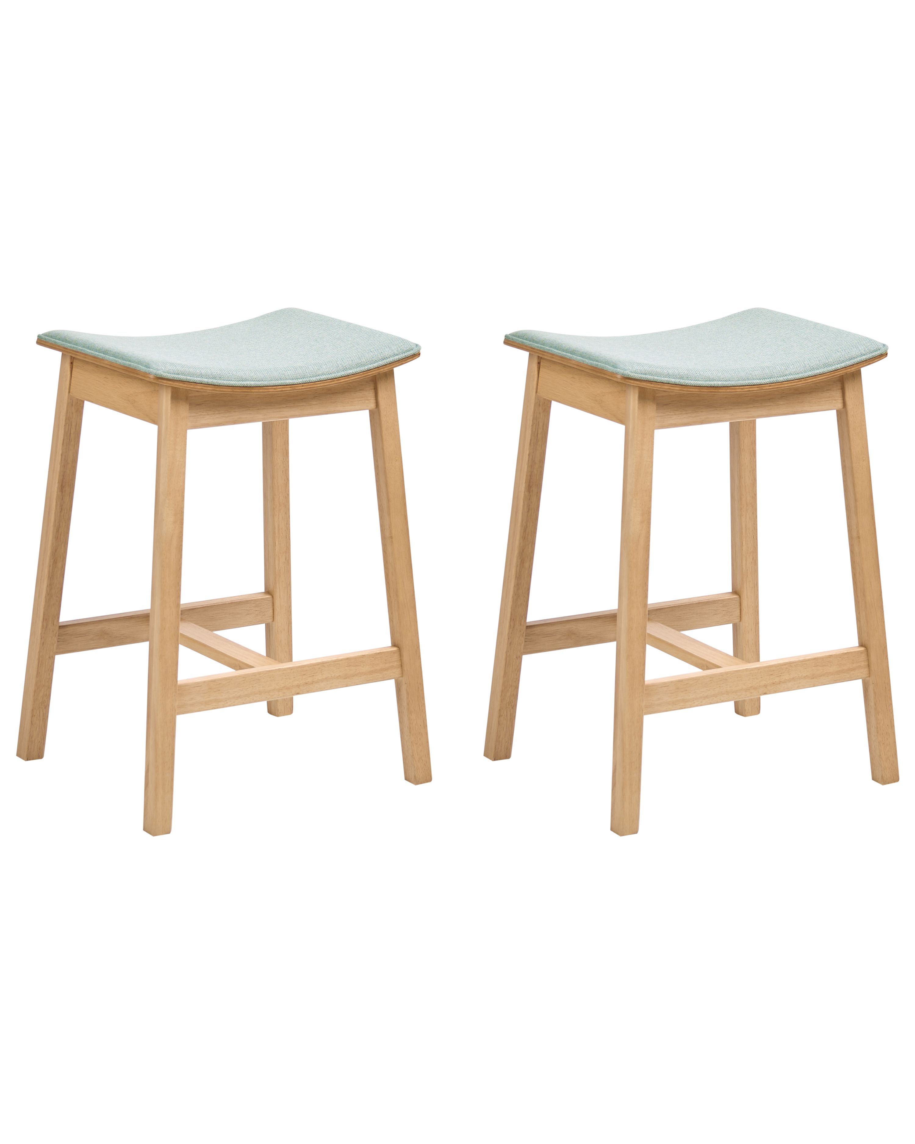 Set of 2 Bar Stools DIXON Wood Light Brown/ Mint