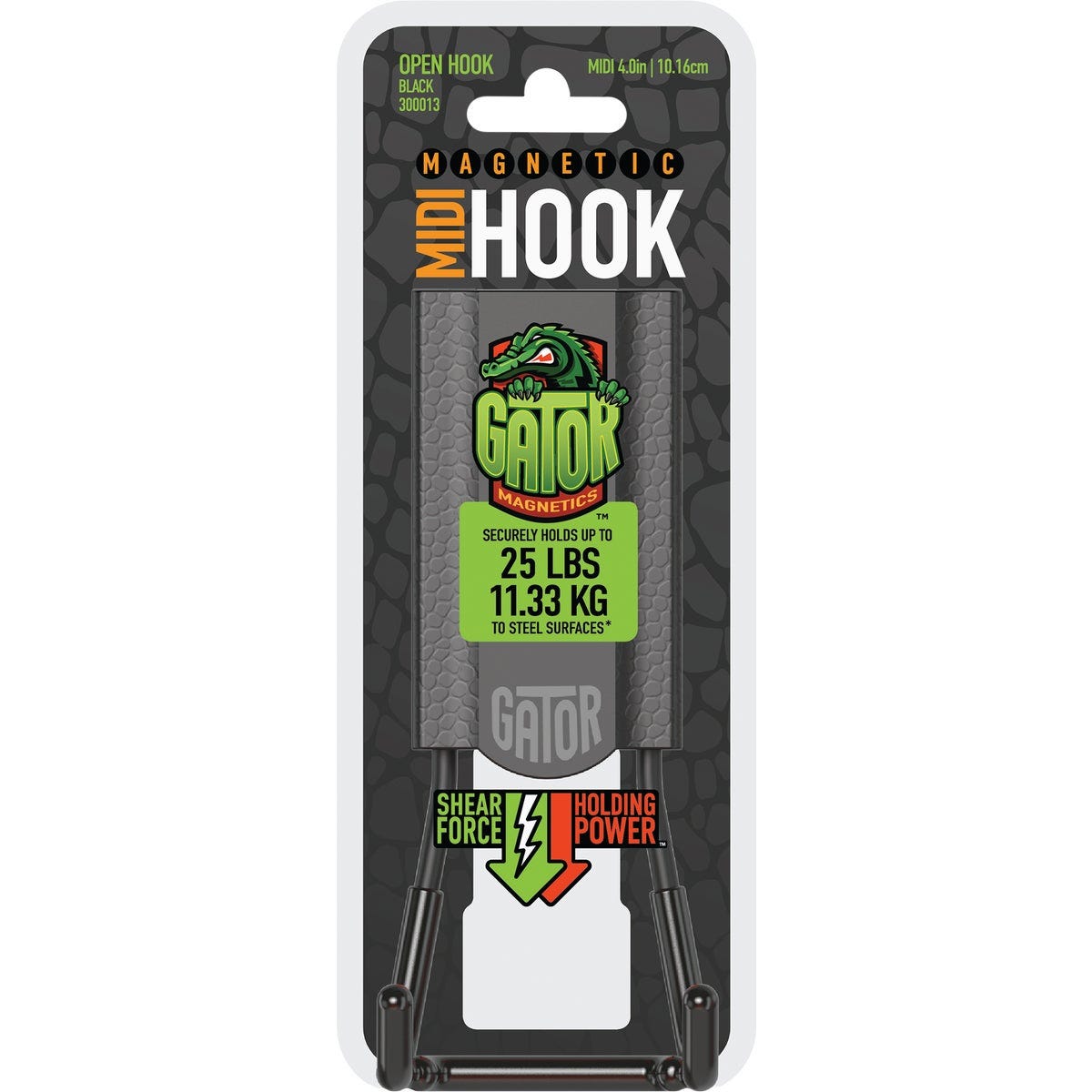 Gator Magnetics MIDI 4 In. Black Open Magnetic Hook, 25 Lb. Capacity