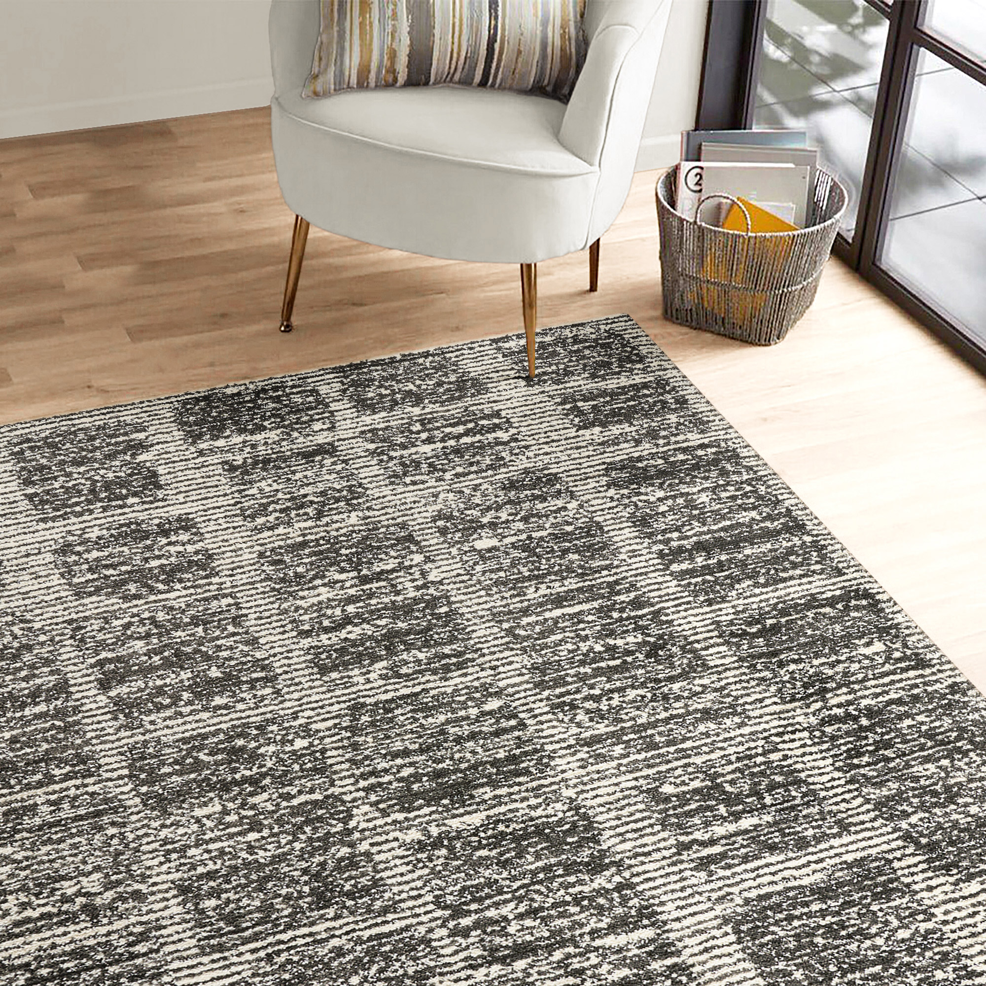Foxwood Cozy Area Rug Collection, Alva Cream Charcoal