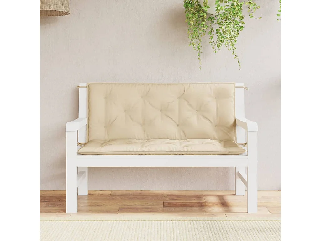 Coussins de banc jardin lot de 2 beige 120x50x7 cm tissu Oxford