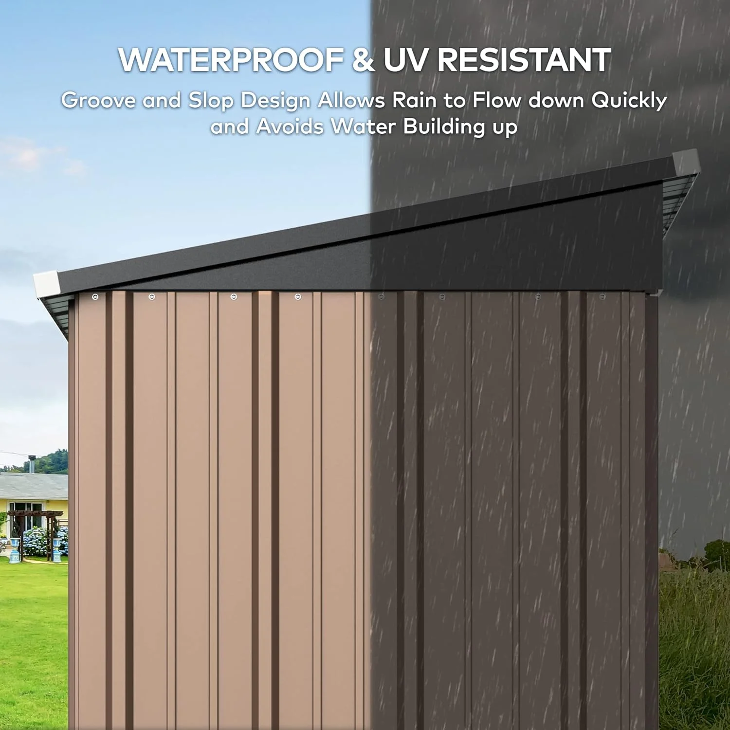 5'x3' Outdoor Storage Shed, Lofka Metal Storage Tool Shed with Single Lockable Door, for Bike| Garden Tools| Patio, Grey - Image 16