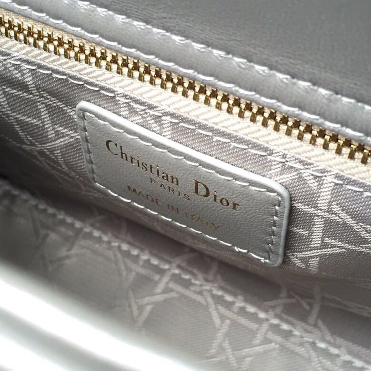 Christian Dior Small Lady Dior Bag Gold Toned Hardware Pearl Silver White For Women 8in/20cm CD1:1High-quality replica