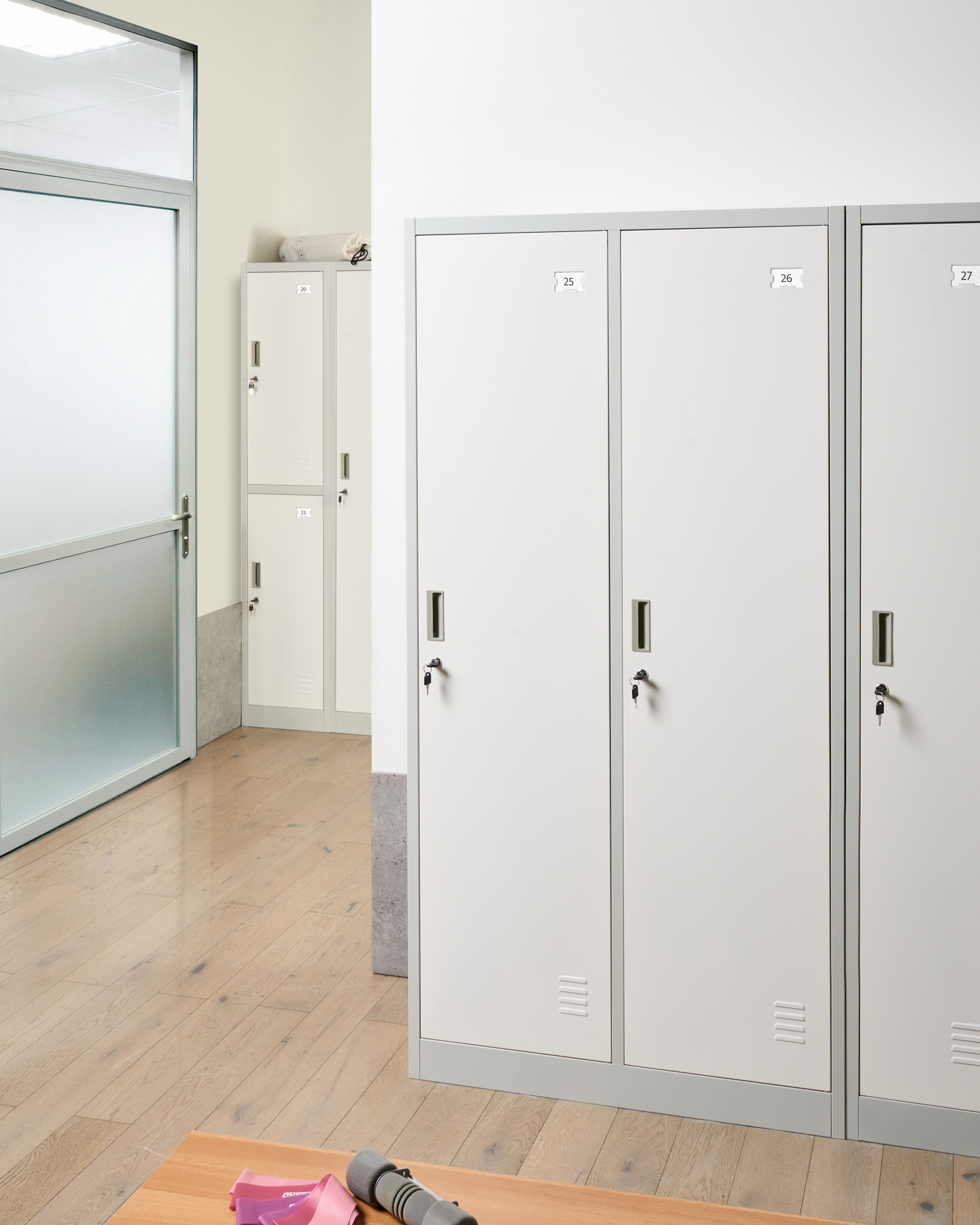 Double Door Storage Locker ATHLETE Metal Grey/ White