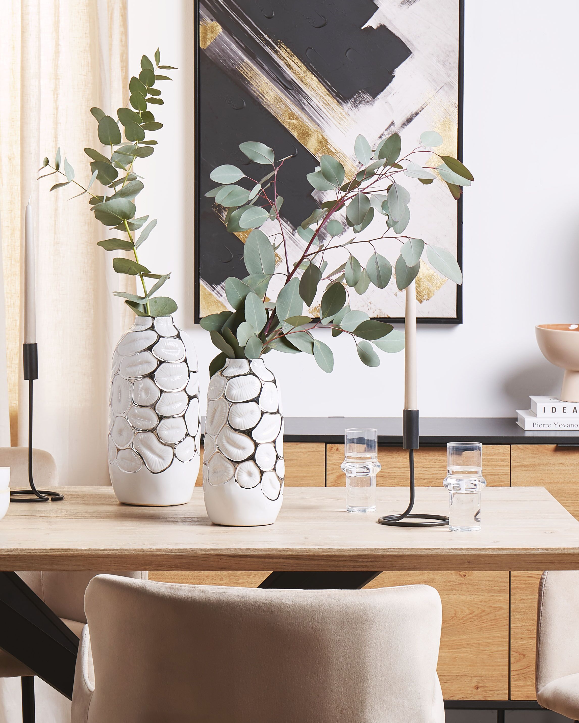 Decorative Vase CENABUM Stoneware 28 cm White