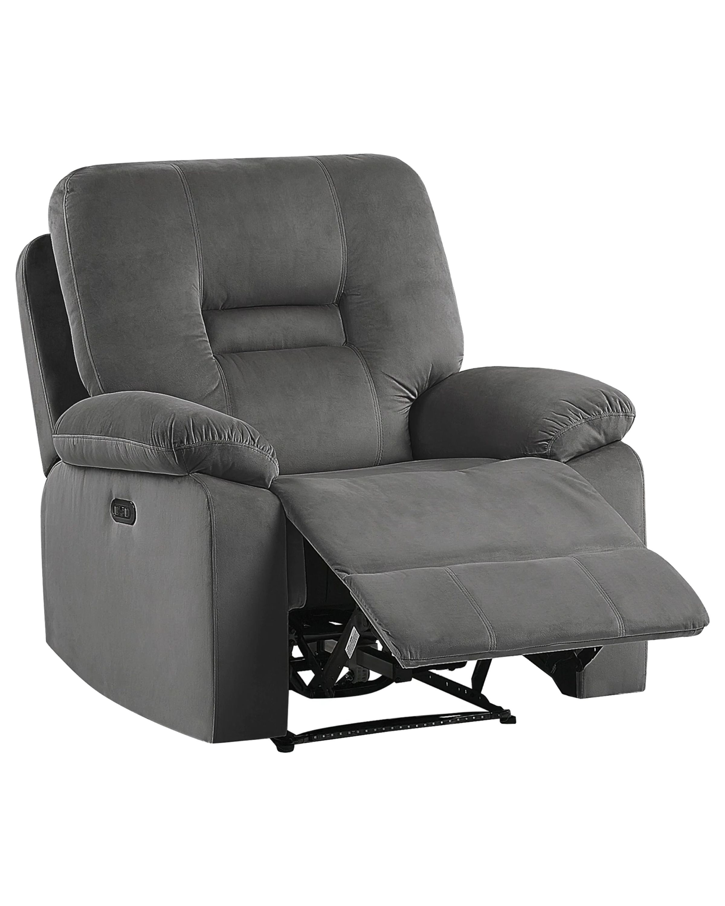 Electric Recliner Chair BERGEN with Footrest LED Velvet Dark Grey