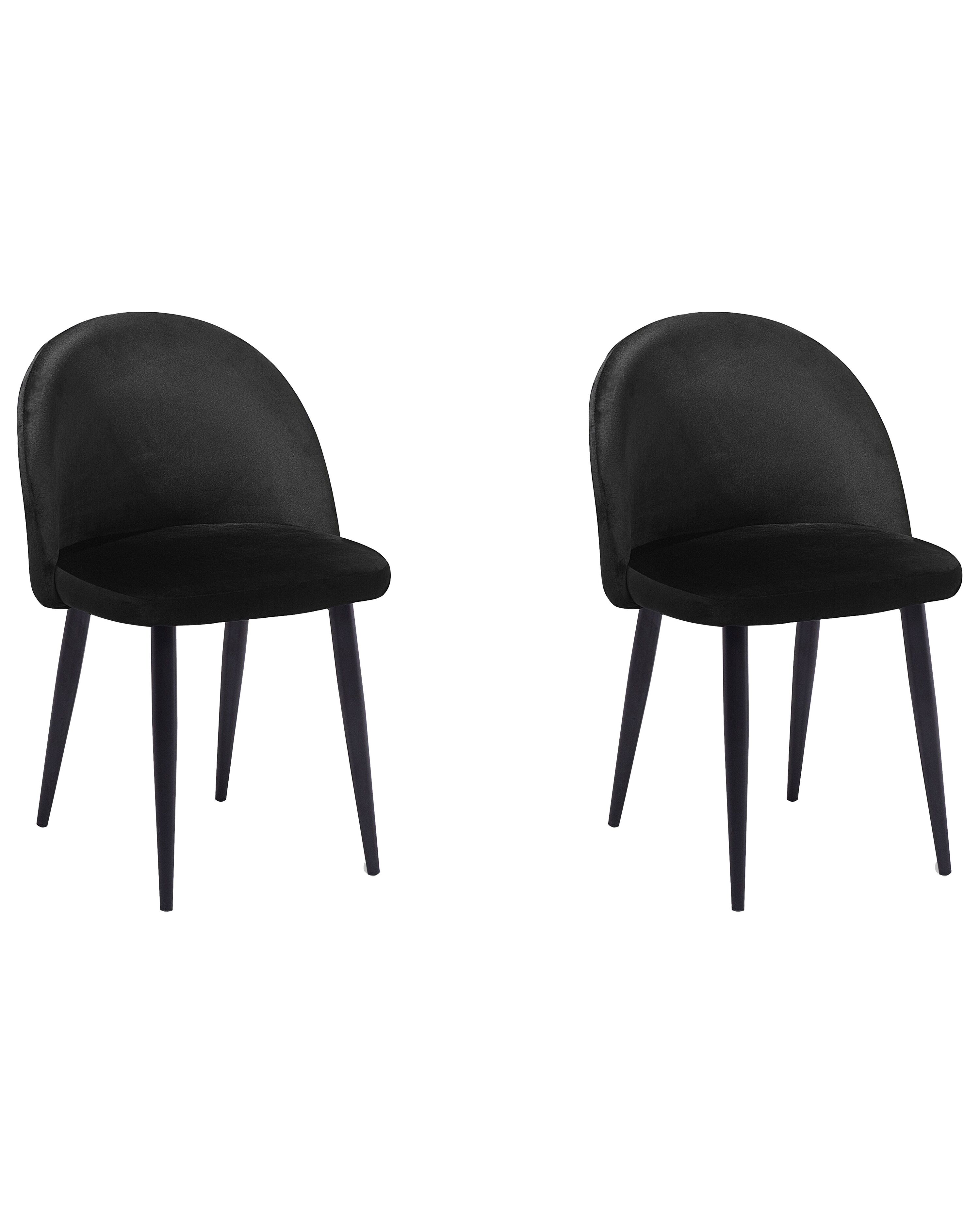 Set of 2 Dining Chairs VISALIA Velvet Black