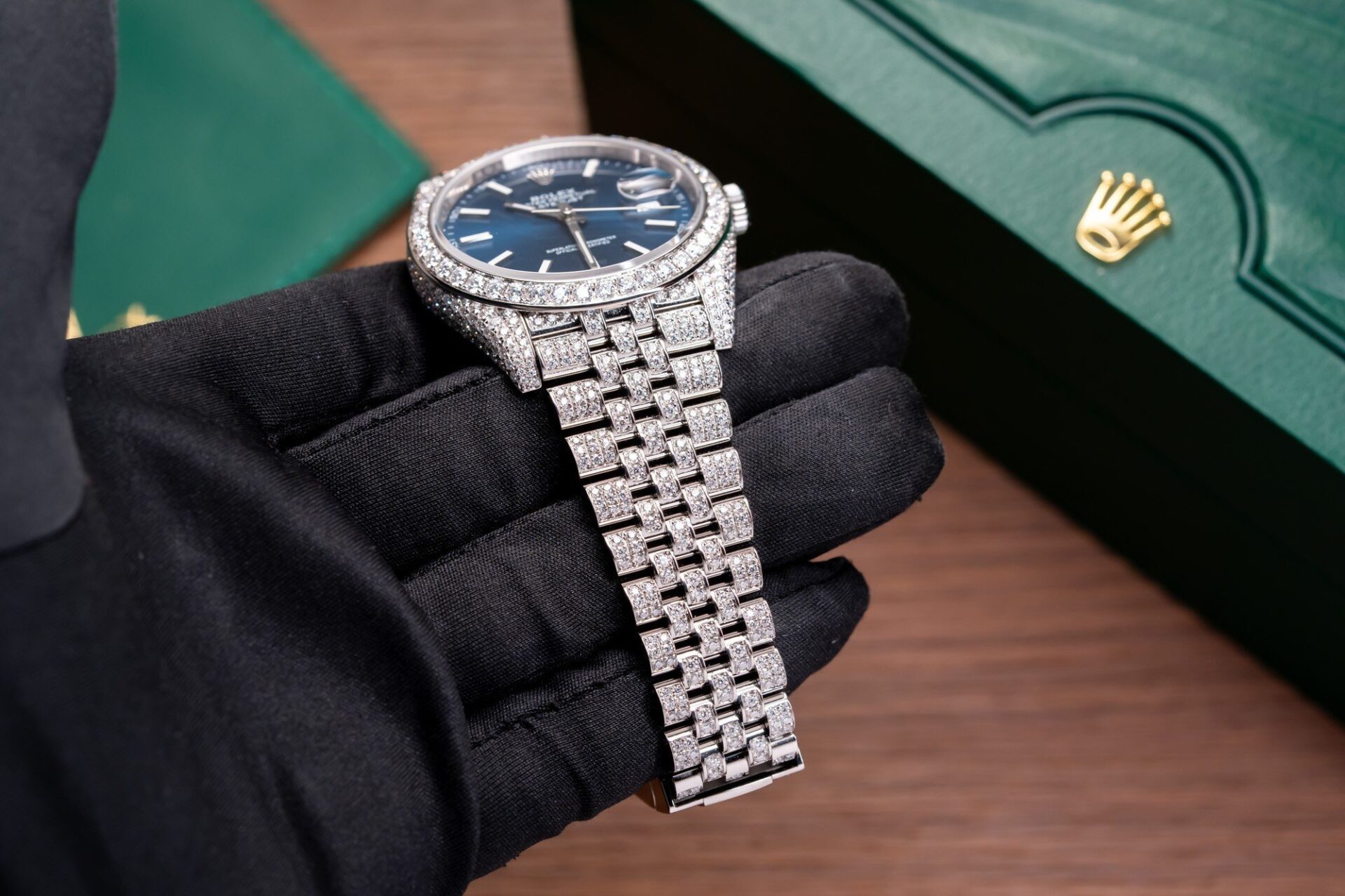 Rolex DateJust 126334 Replica Watch Blue Dial Full Diamond Moissanite 41mm - Top club